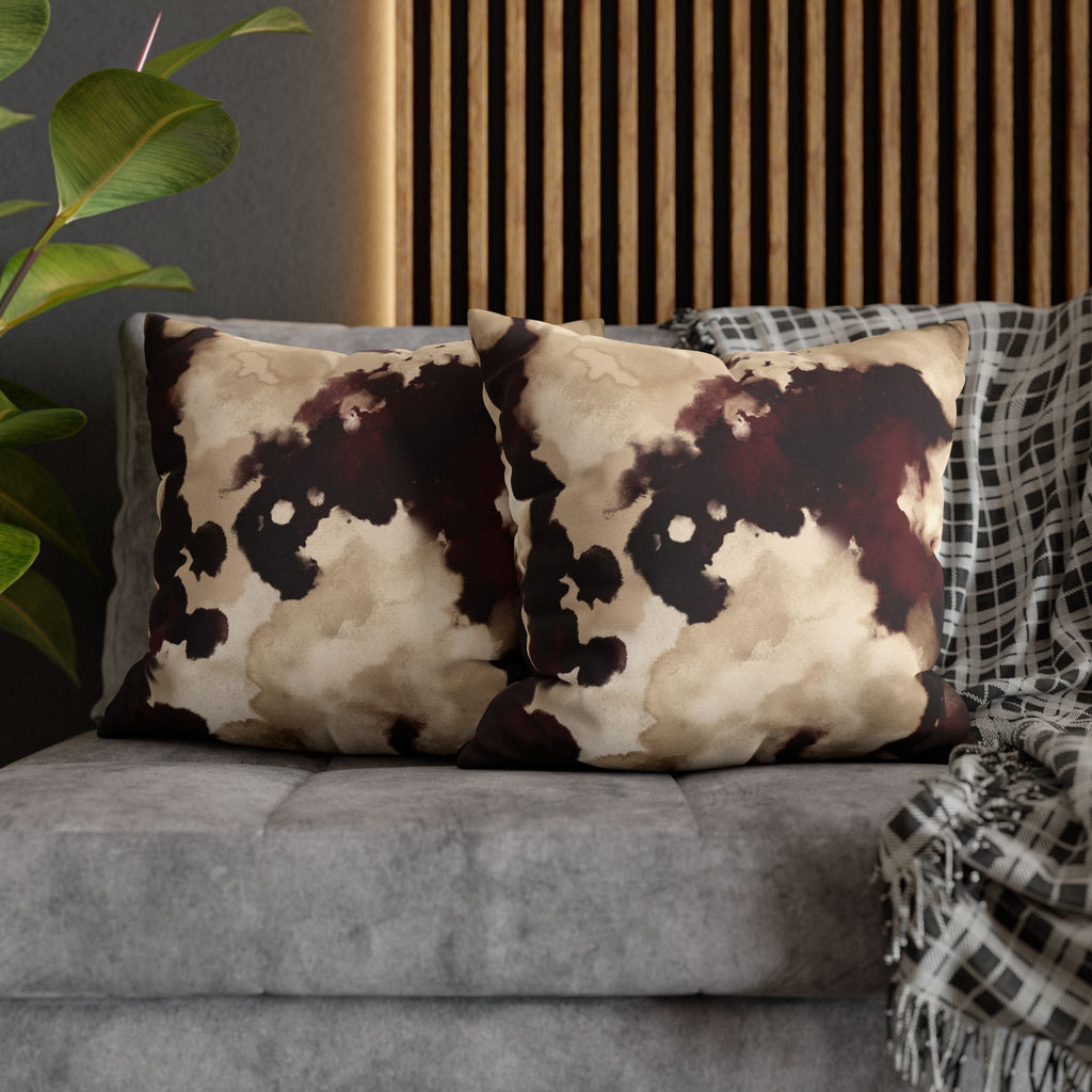 Abstract Marble Square Pillowcase – Brown & Beige Watercolor Throw Cover
