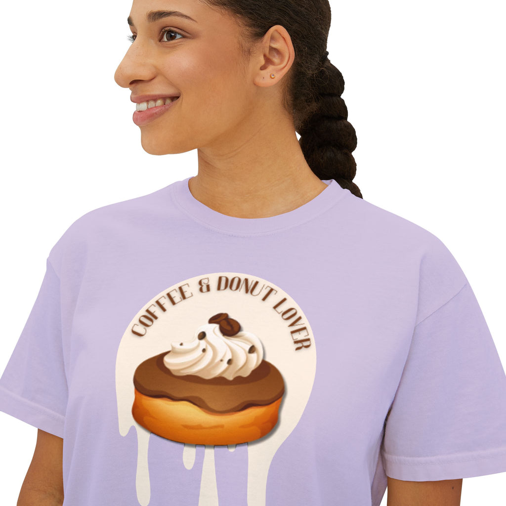 Cute Donut Women's Boxy Tee, Casual Shirt.
