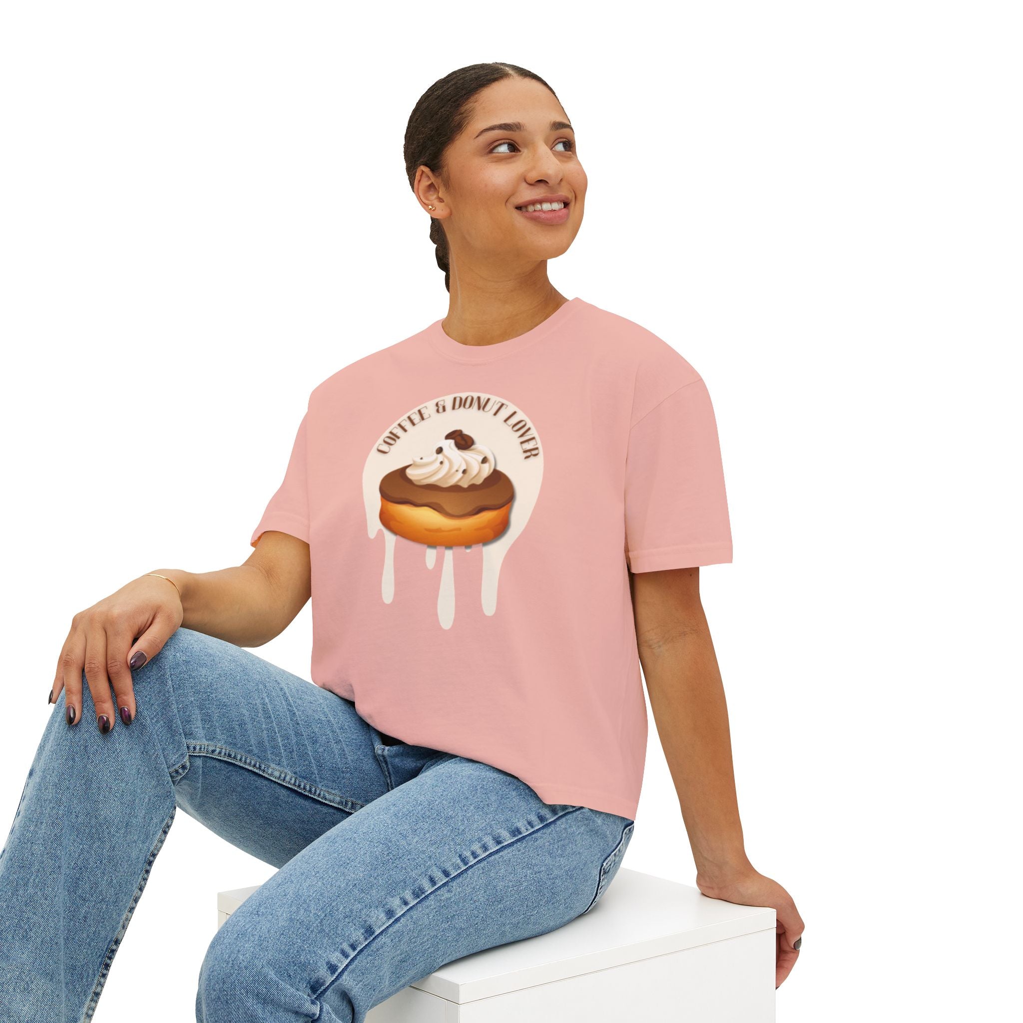 Cute Donut Women's Boxy Tee, Casual Shirt.