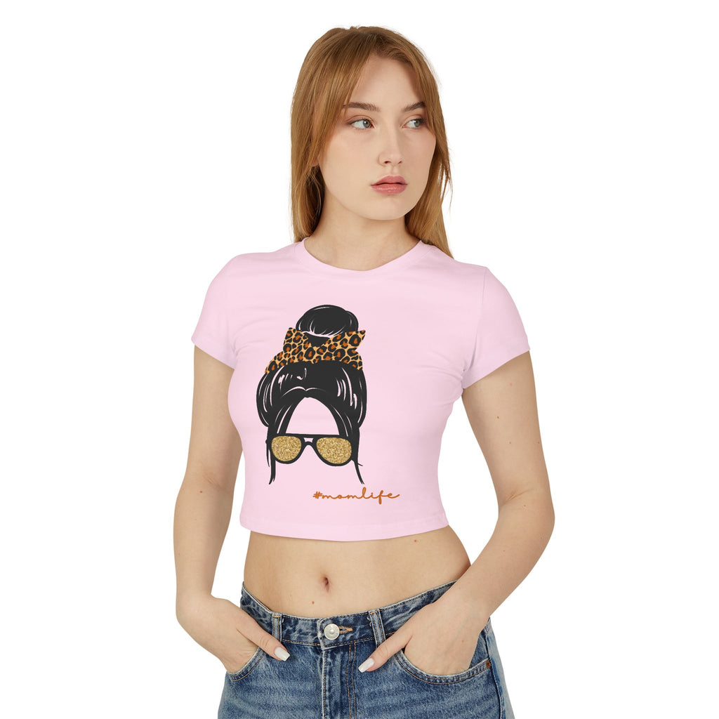 Chic Women's Baby Tee with 'Mom Life' Design,