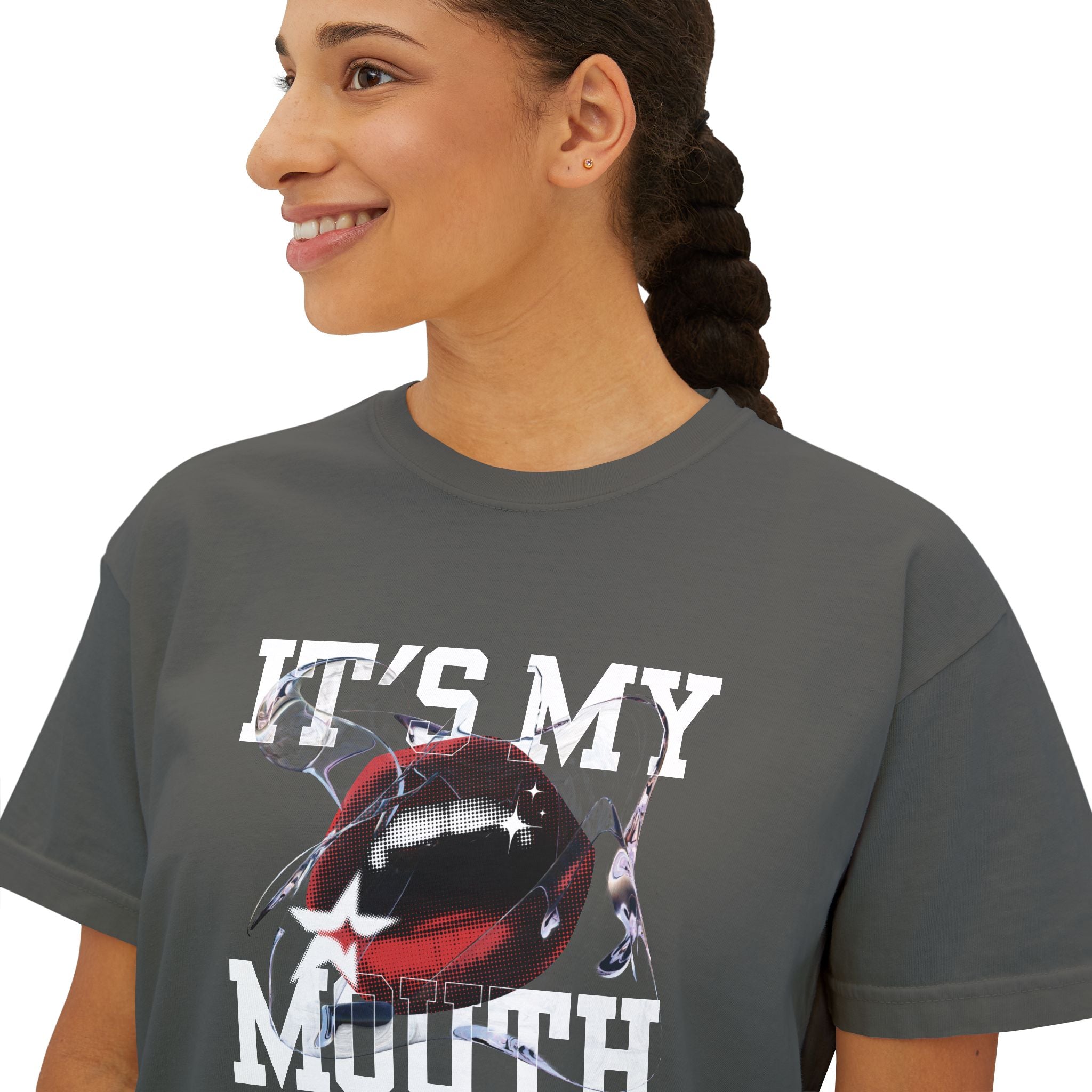 Trendy Women's Boxy Tee, Casual Graphic Tee, Everyday