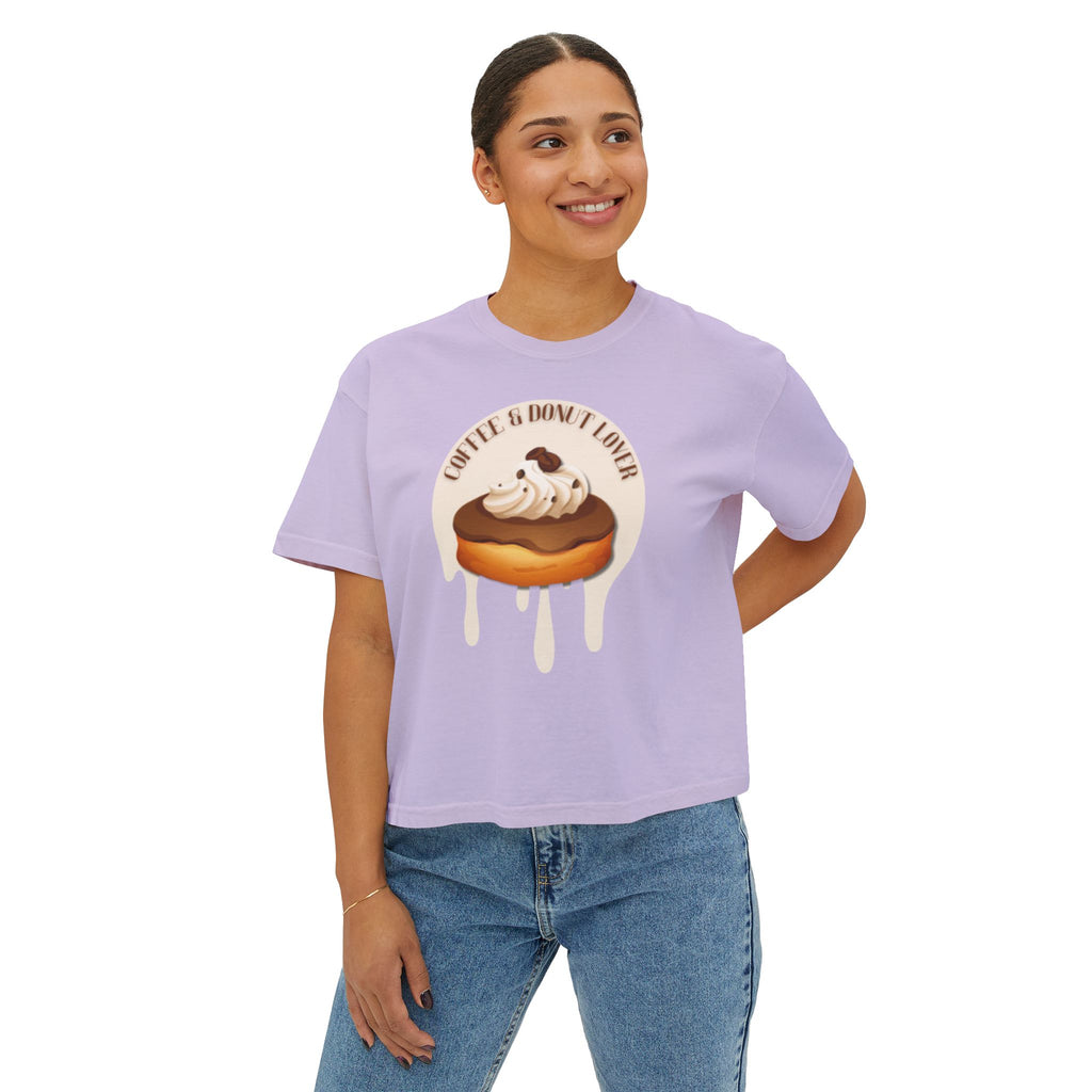 Cute Donut Women's Boxy Tee, Casual Shirt.