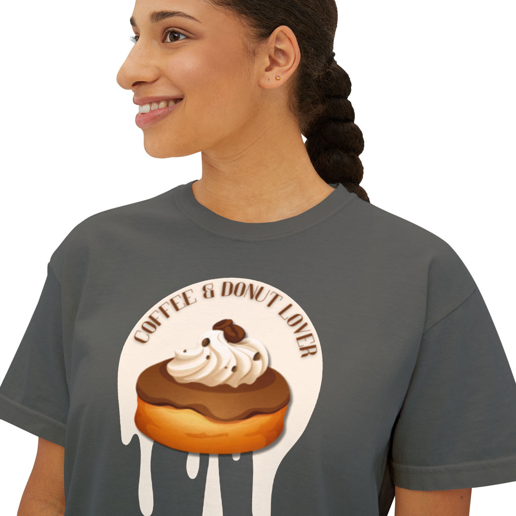 Cute Donut Women's Boxy Tee, Casual Shirt.