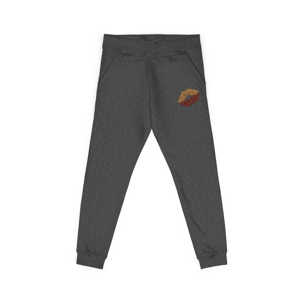 Embroidered Leopard Kiss Sweatpants — Women's Cozy Fleece Joggers