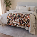 Leopard Floral Plush Blanket – Brown Animal Print Throw for Cozy Home