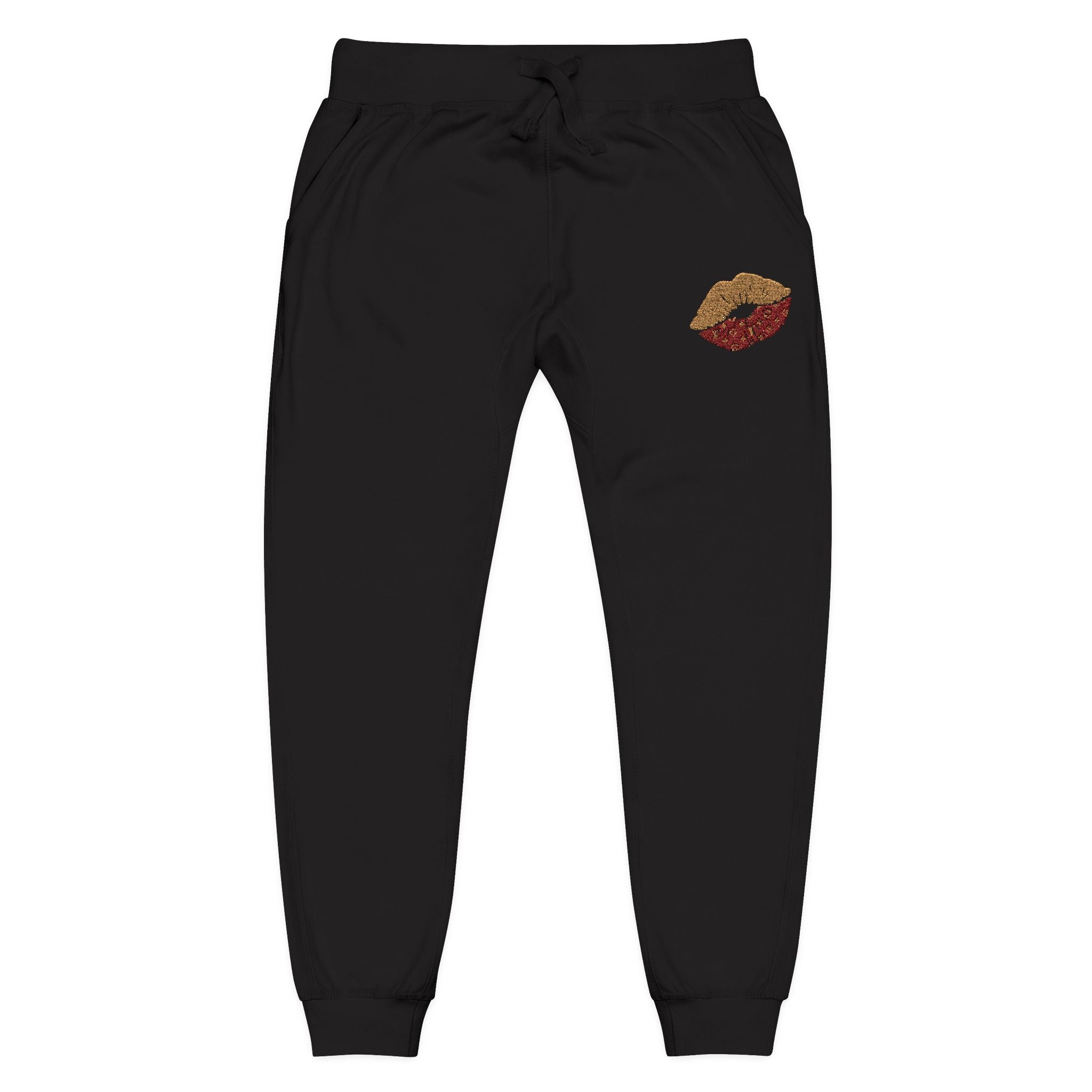 Embroidered Leopard Kiss Sweatpants — Women's Cozy Fleece Joggers