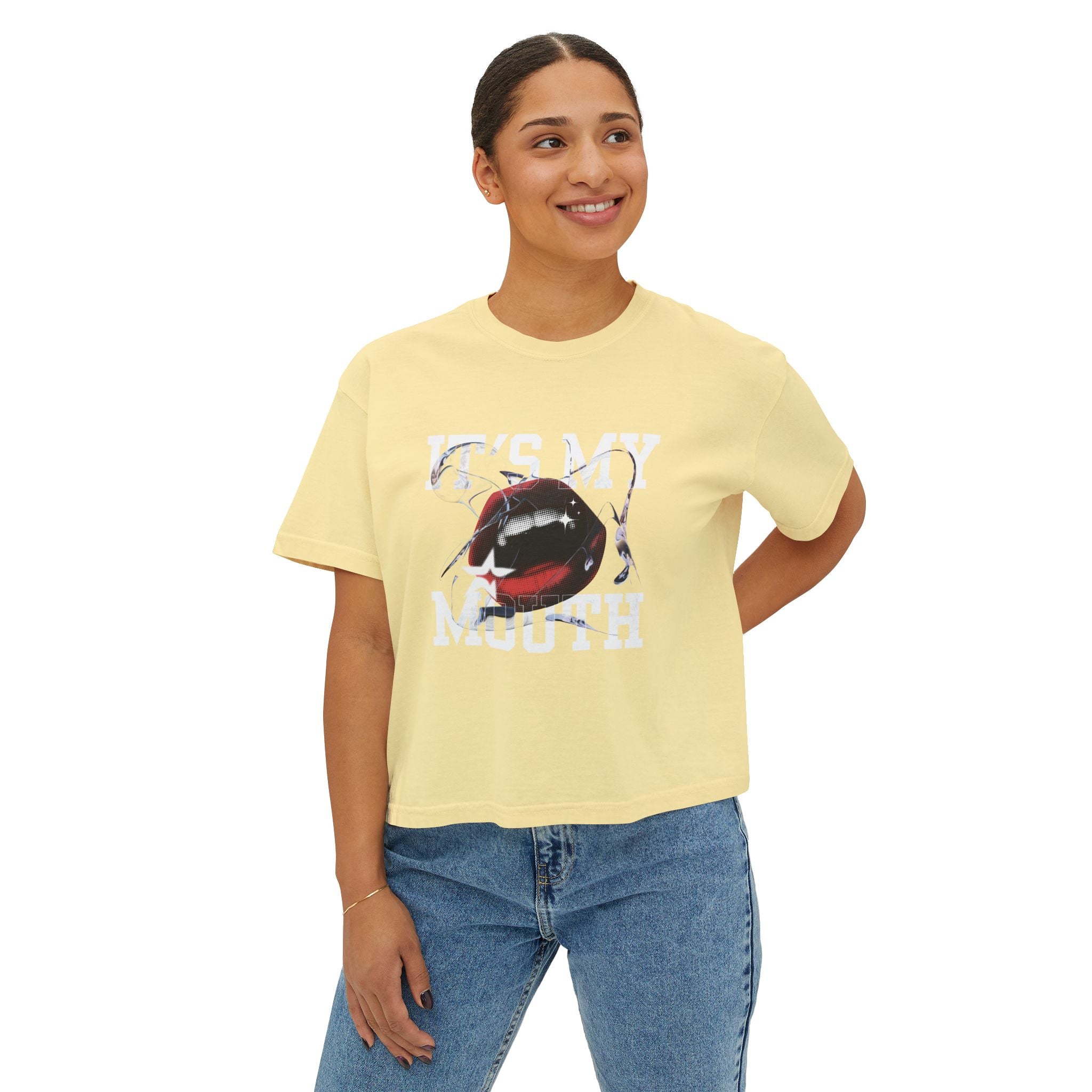 Trendy Women's Boxy Tee, Casual Graphic Tee, Everyday