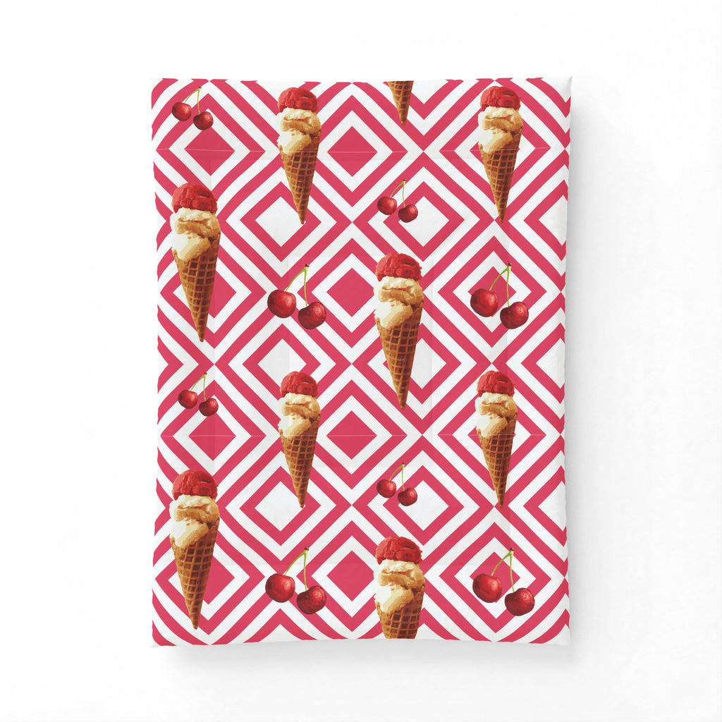 Ice Cream Cherry Duvet Cover — Pink Geometric Cotton Comforter