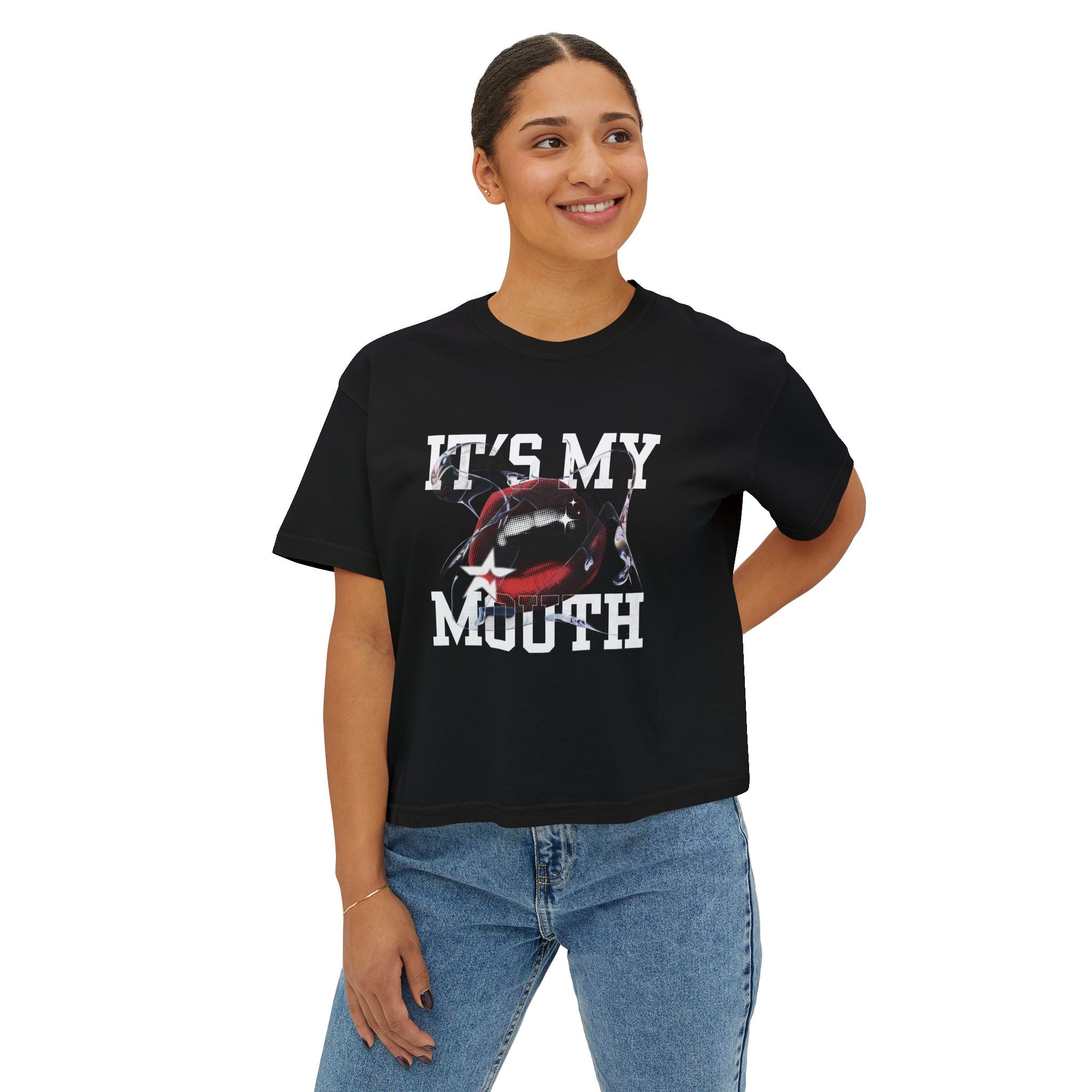 Trendy Women's Boxy Tee, Casual Graphic Tee, Everyday