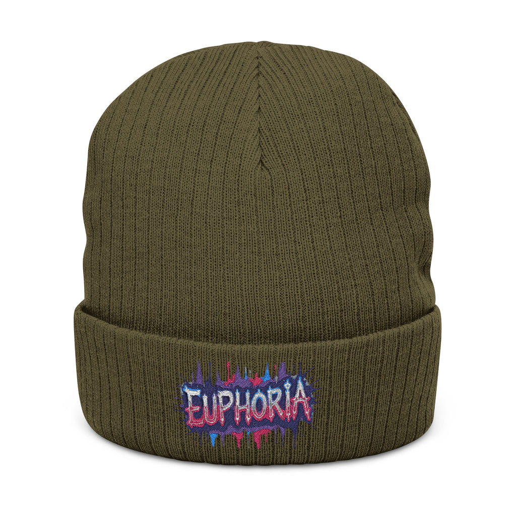 Euphoria Embroidered Ribbed Knit Beanie — Cozy Streetwear Winter Hat