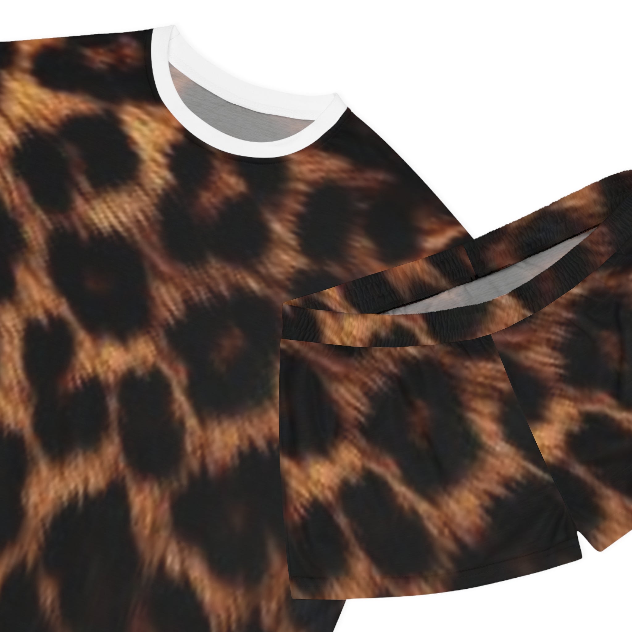 Women's Leopard Print Short Pajama Set.