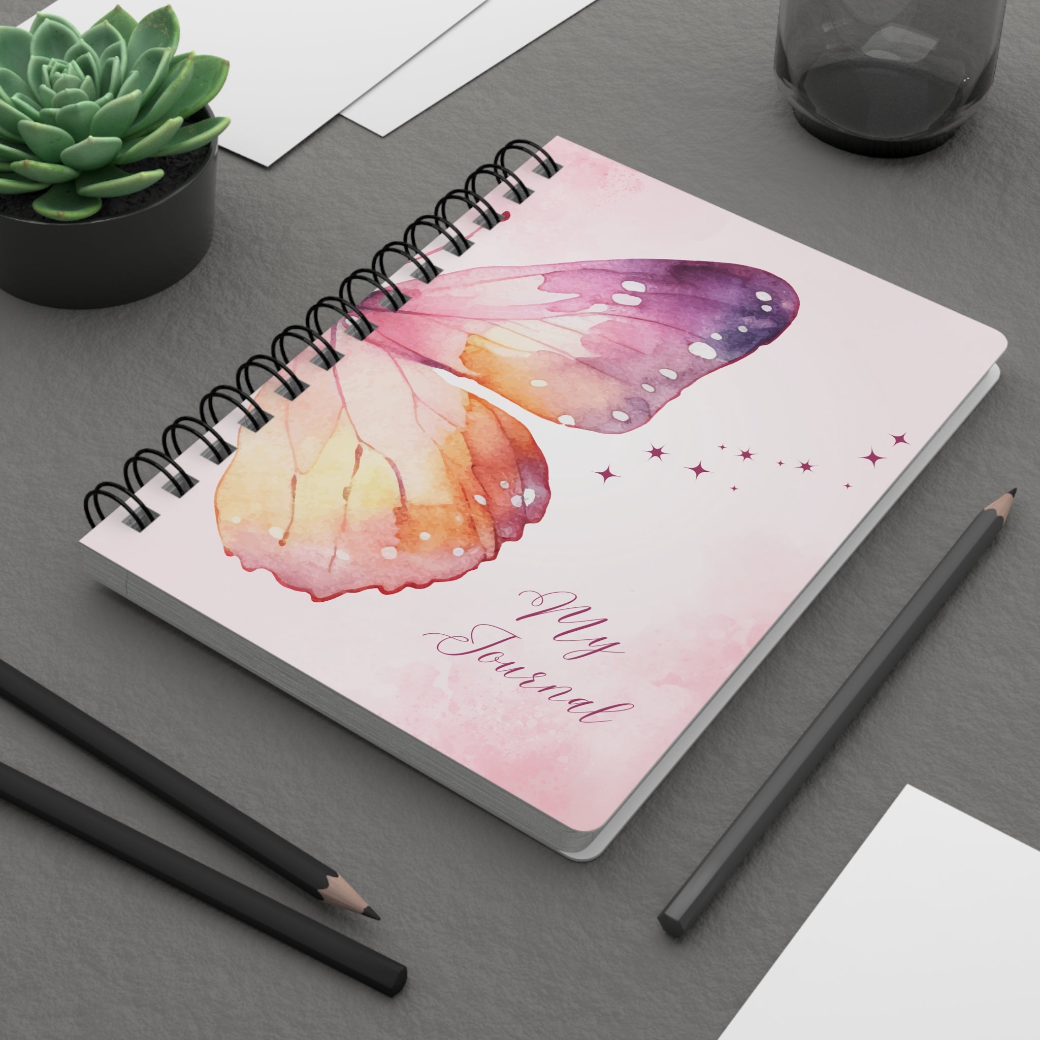 Butterfly Spiral Journal, Inspirational Notebook, Nature Lover's Gift.