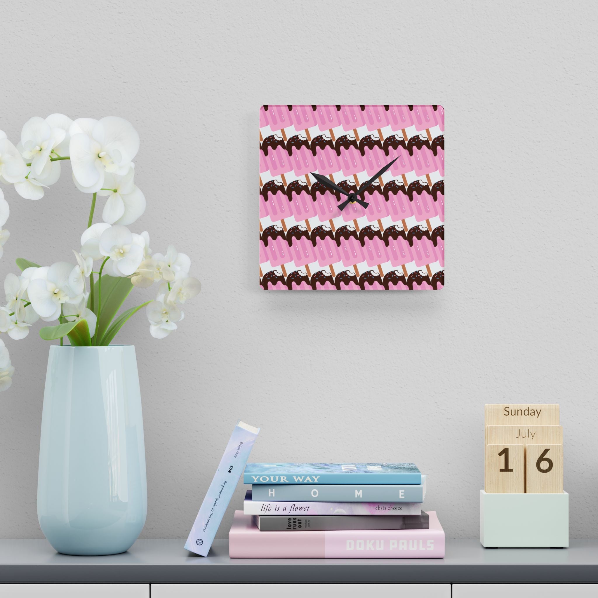Ice Cream Popsicle Acrylic Wall Clock.