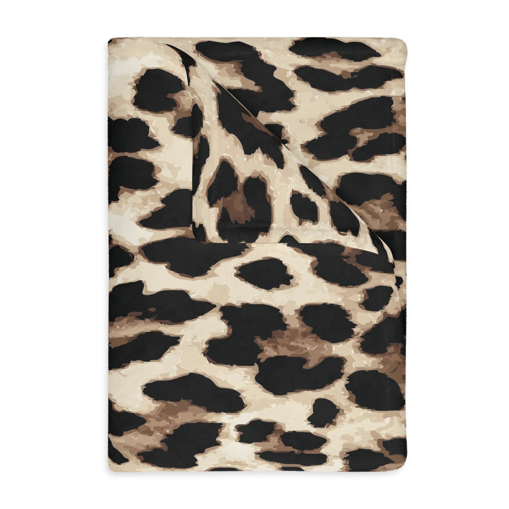 Leopard Print Velveteen Blanket — Plush Two-Sided Microfiber Throw