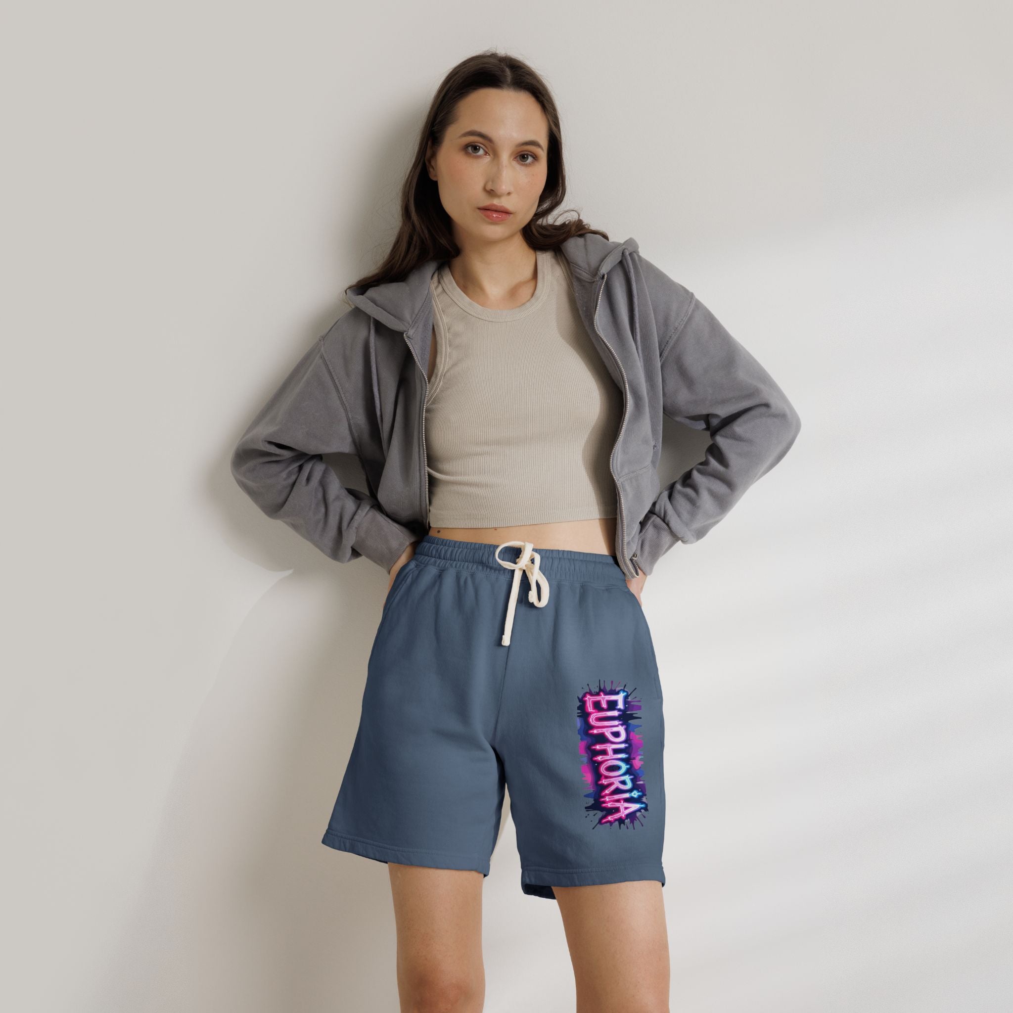 Euphoria Graphic Sweat Shorts — Lightweight Garment-Dyed Fleece