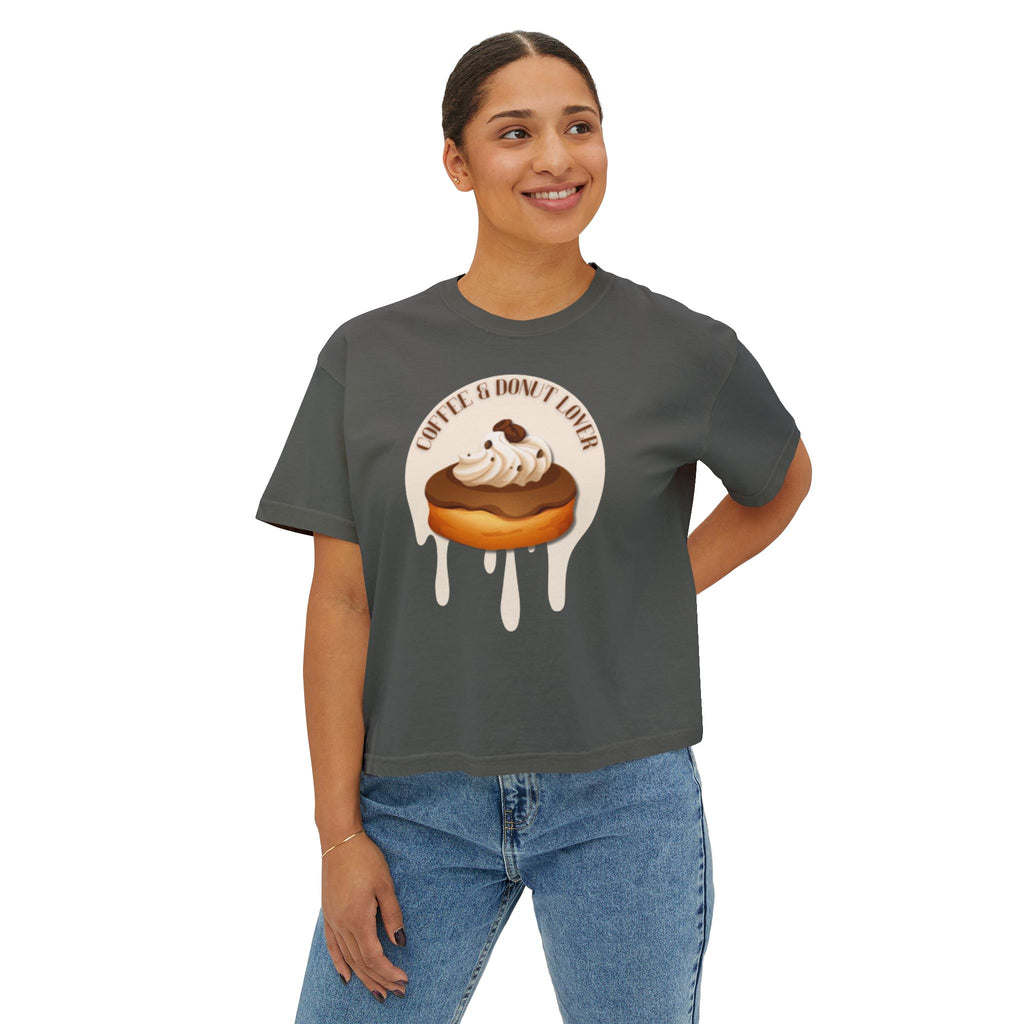 Cute Donut Women's Boxy Tee, Casual Shirt.