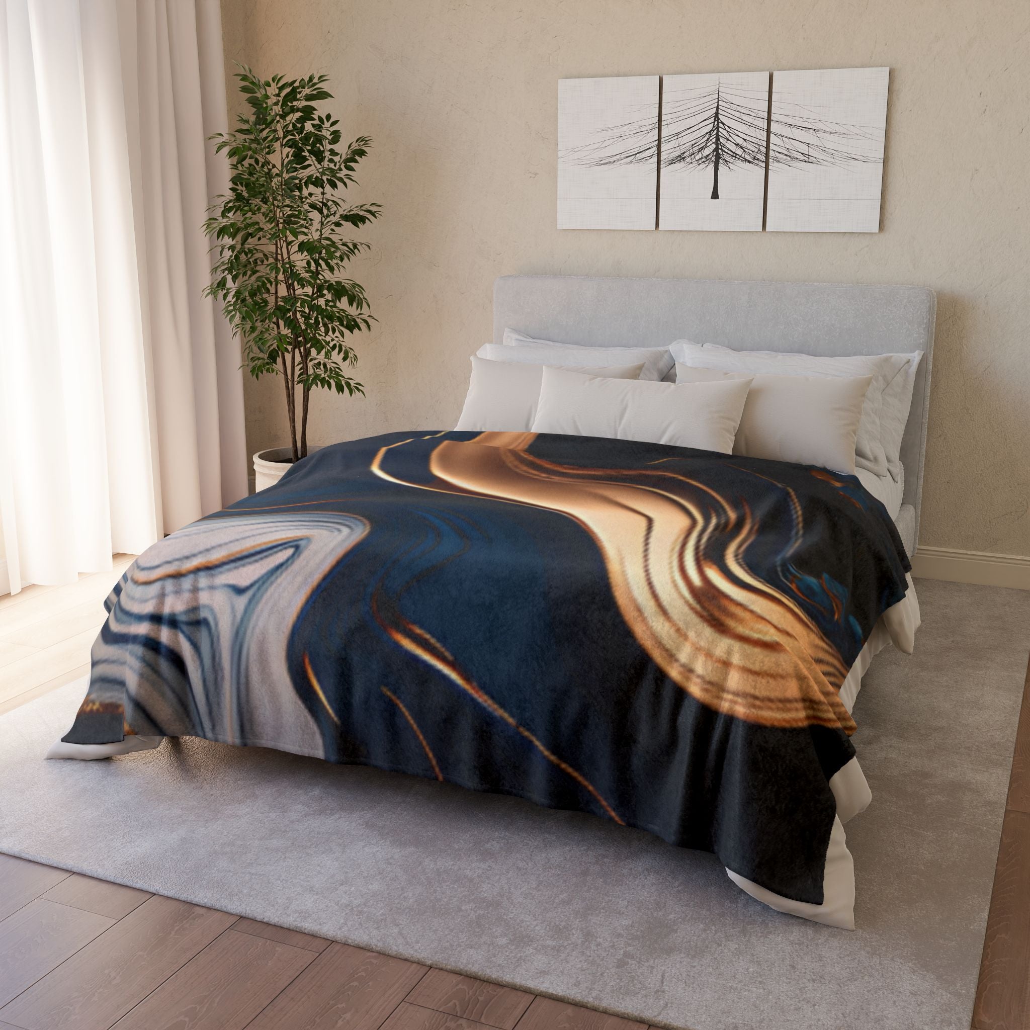 Elegant Abstract Soft Blanket, Cozy Throw.