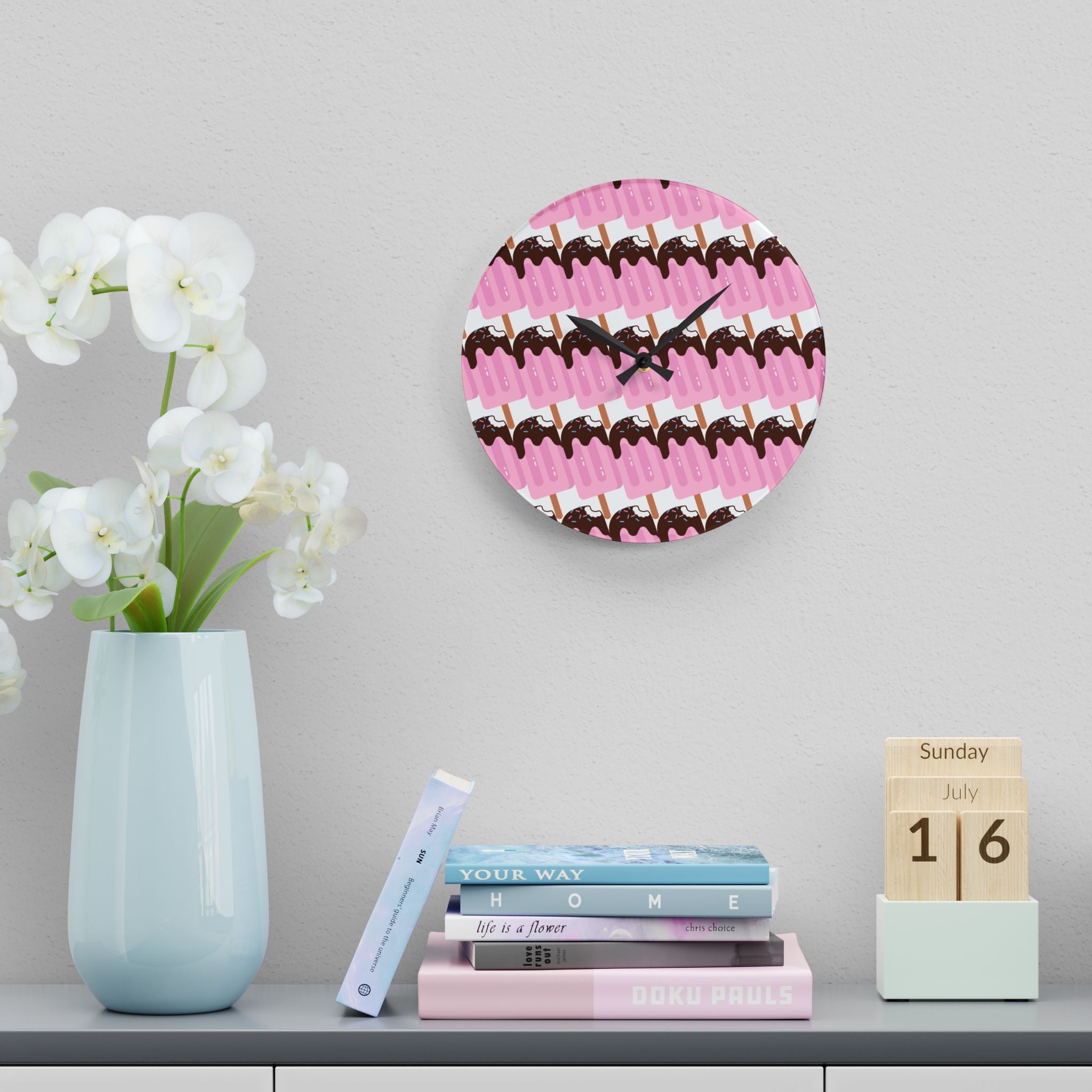 Ice Cream Popsicle Acrylic Wall Clock.