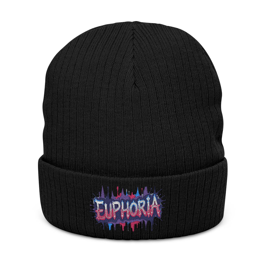 Euphoria Embroidered Ribbed Knit Beanie — Cozy Streetwear Winter Hat