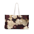 Abstract Coffee Stain Weekender Bag — Maroon & Cream Travel Tote