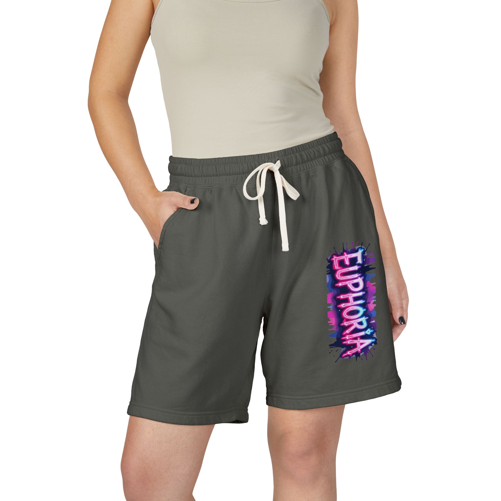 Euphoria Graphic Sweat Shorts — Lightweight Garment-Dyed Fleece