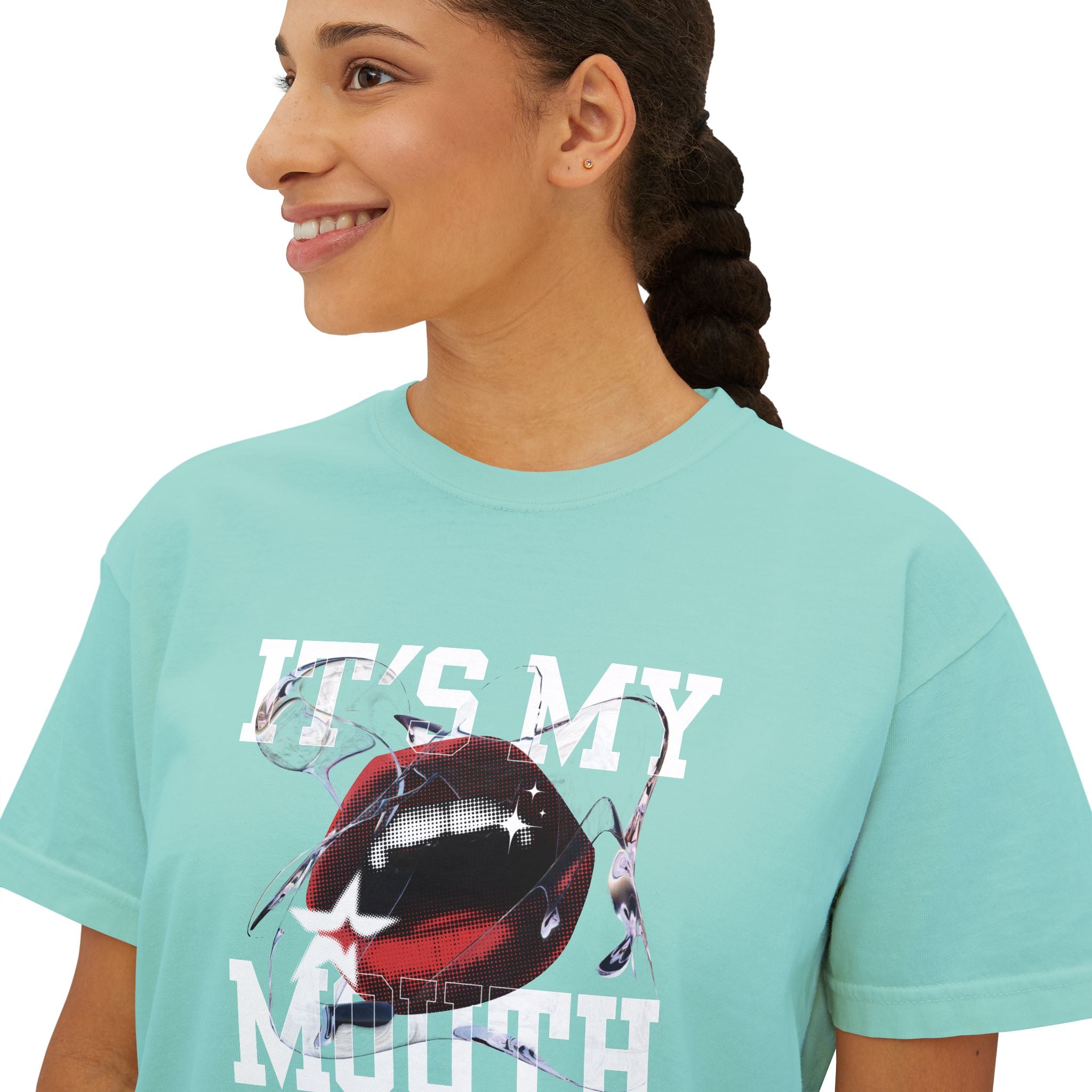 Trendy Women's Boxy Tee, Casual Graphic Tee, Everyday