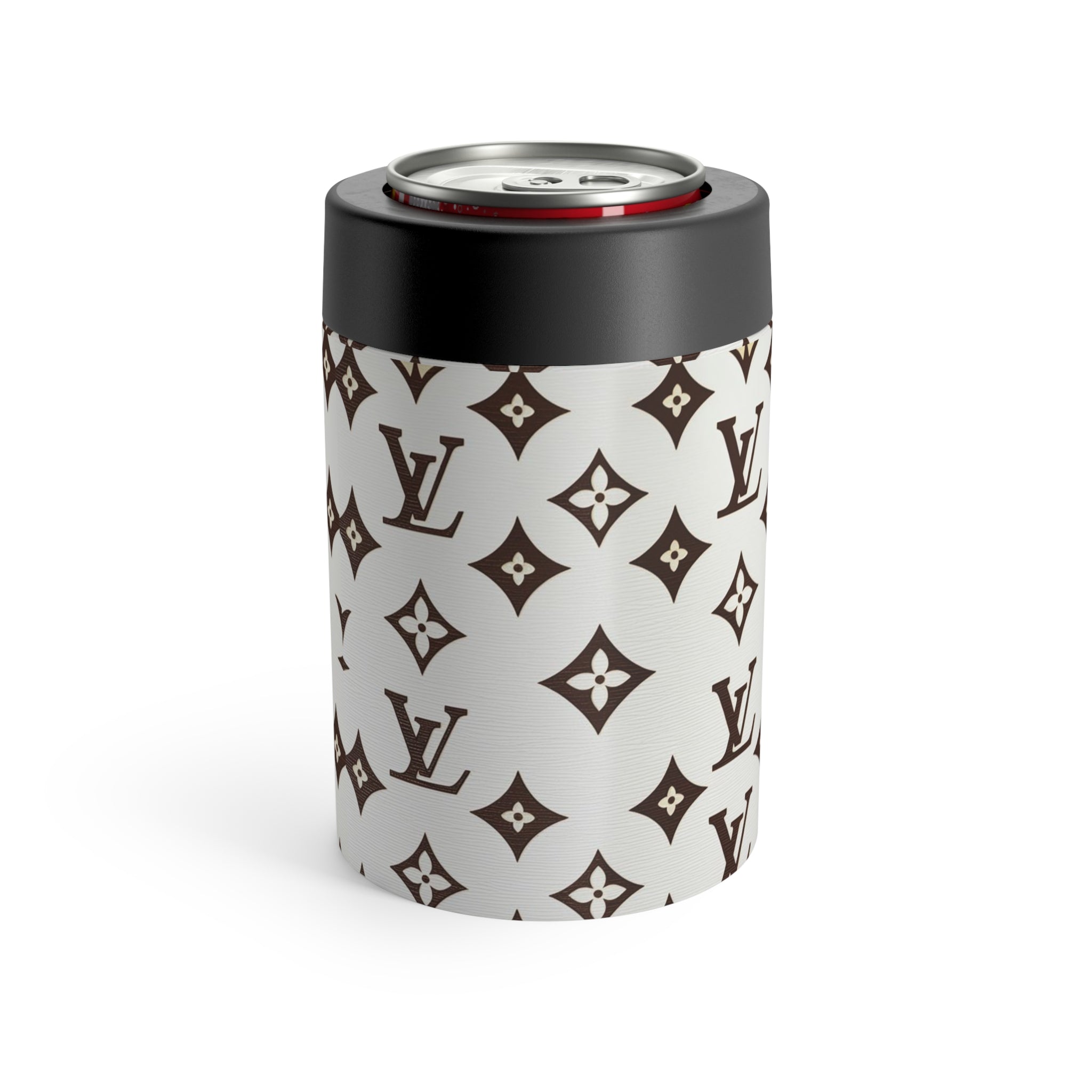 Designer Monogram Can Holder – Luxury Pattern Insulated Koozie