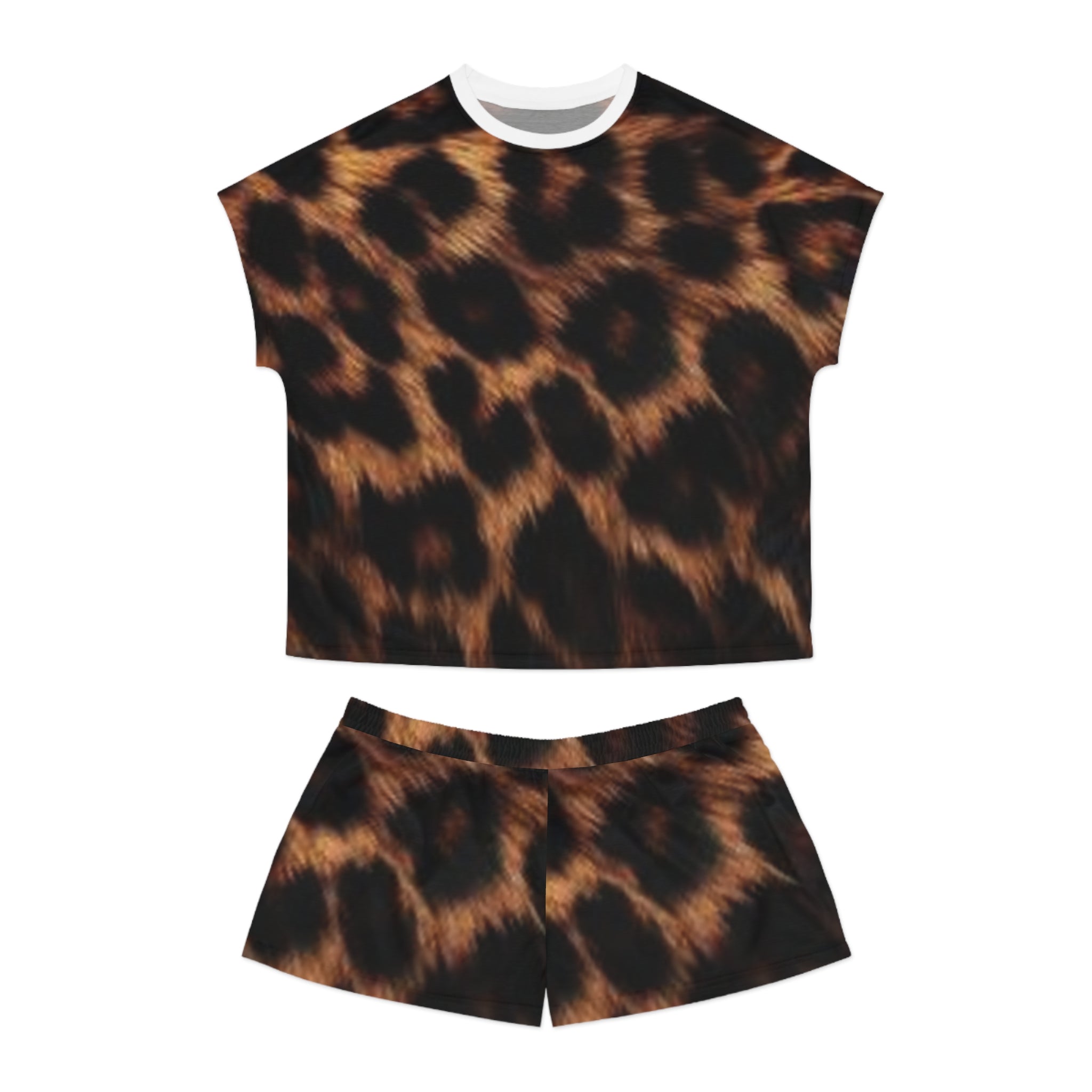 Women's Leopard Print Short Pajama Set.