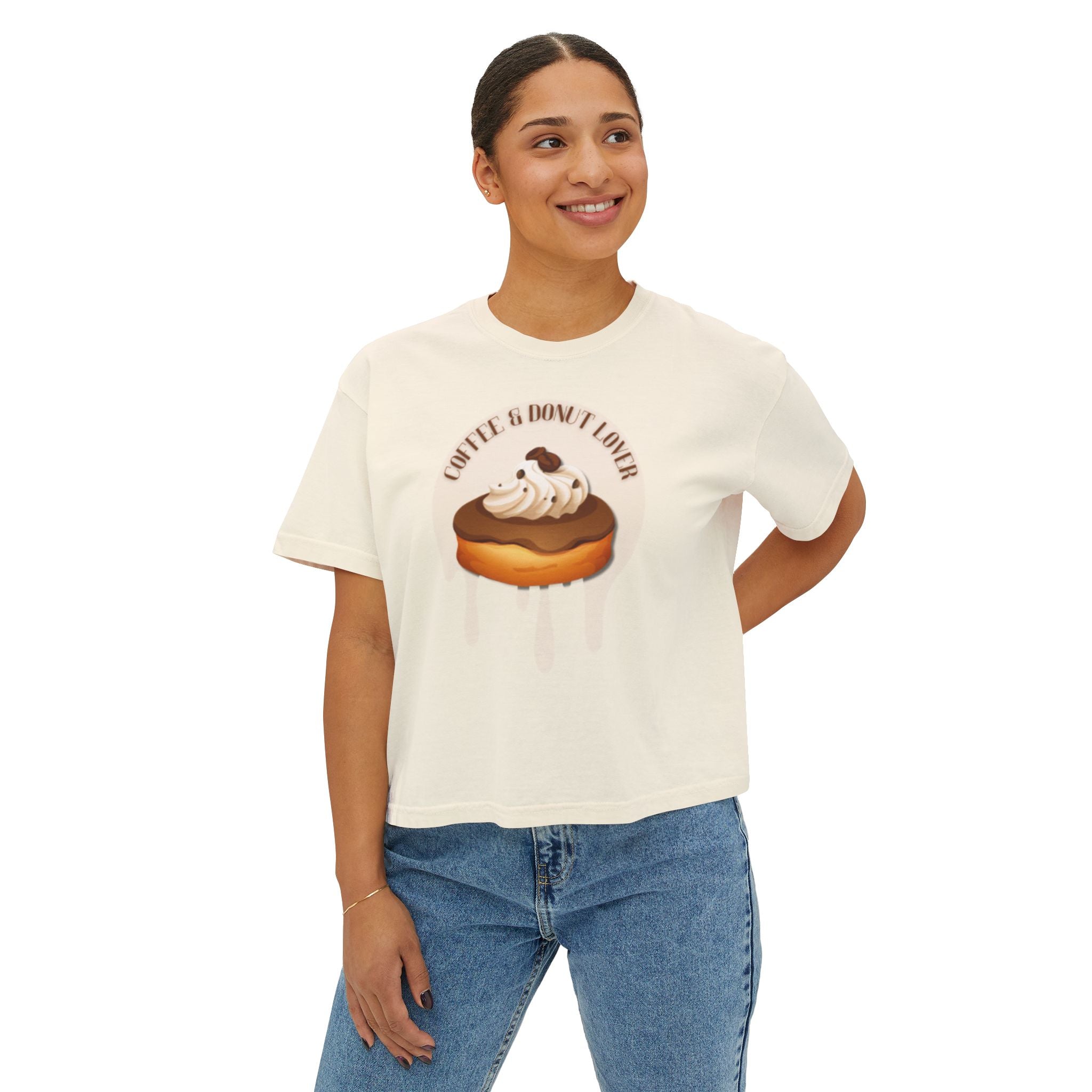 Cute Donut Women's Boxy Tee, Casual Shirt.