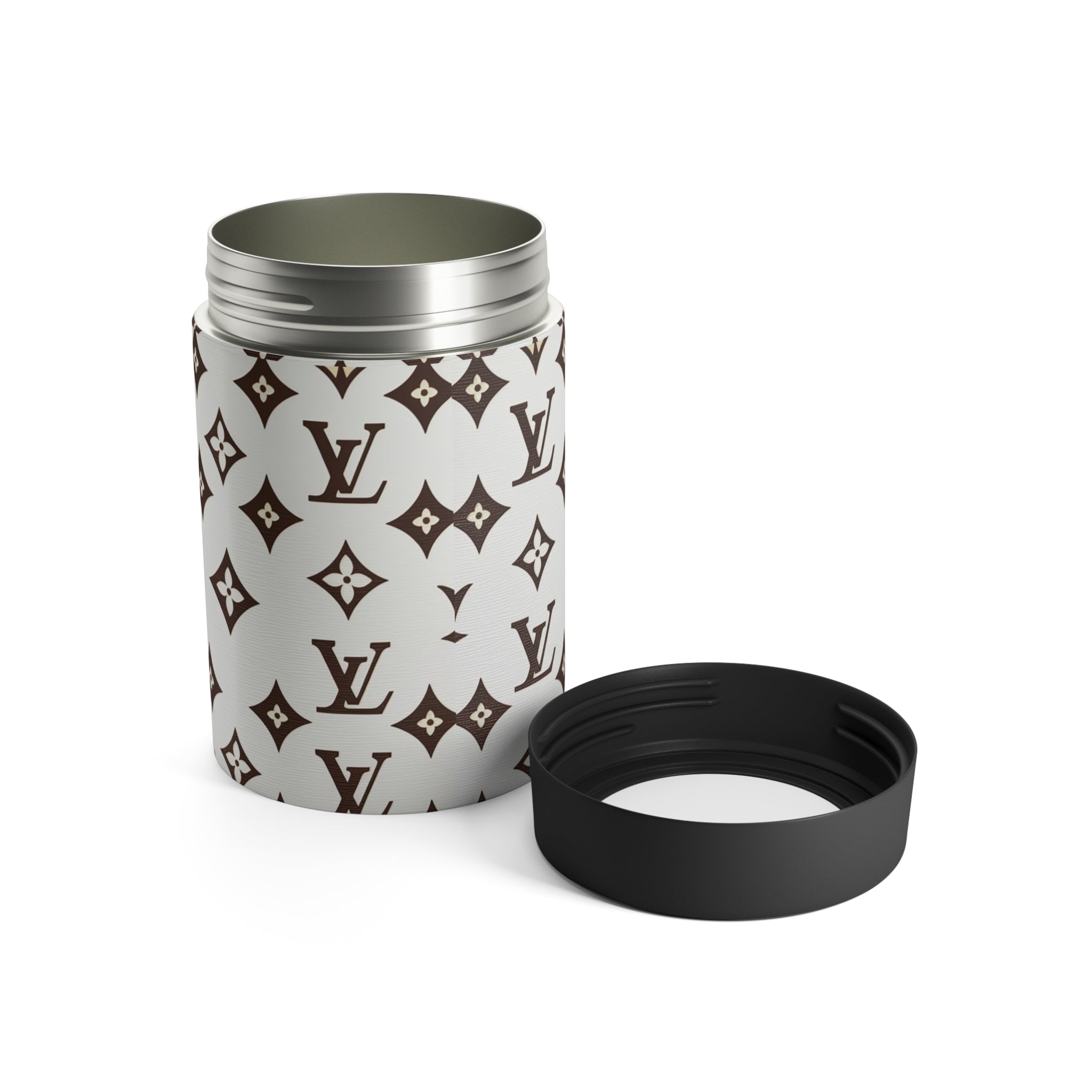 Designer Monogram Can Holder – Luxury Pattern Insulated Koozie