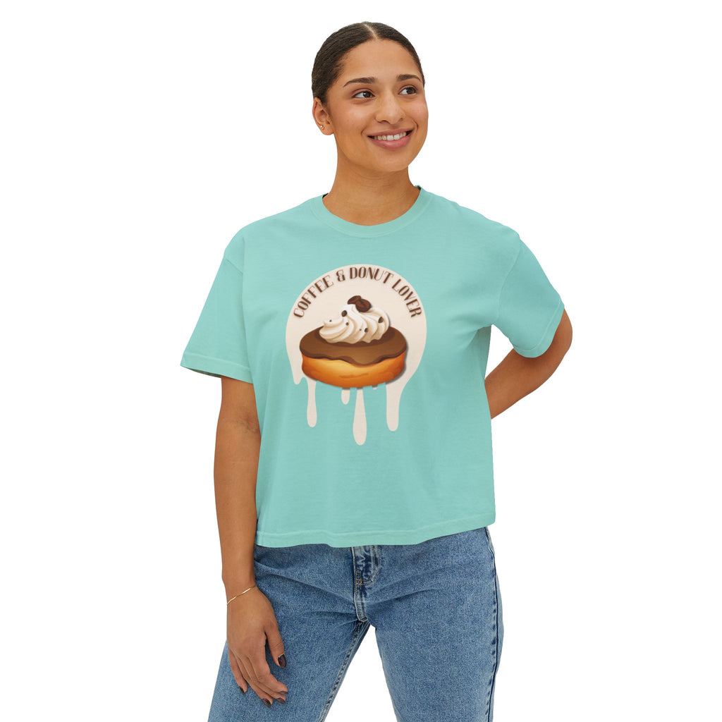 Cute Donut Women's Boxy Tee, Casual Shirt.