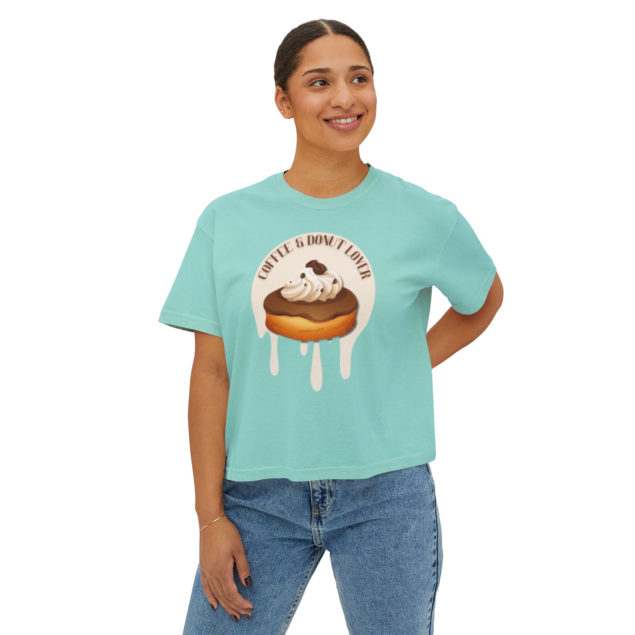 Cute Donut Women's Boxy Tee, Casual Shirt.
