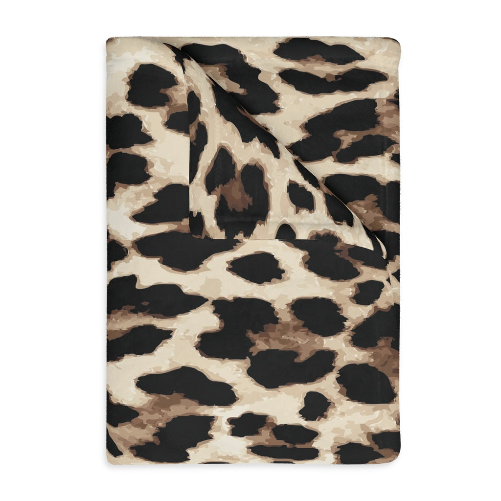 Leopard Print Velveteen Blanket — Plush Two-Sided Microfiber Throw