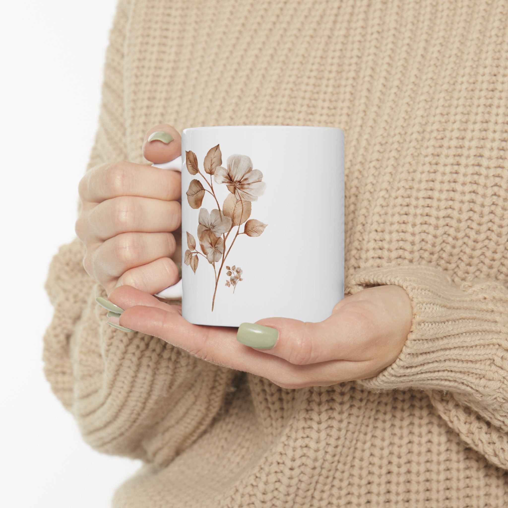 Floral Ceramic Mug, Coffee Cup, Gift for Her, Tea Lover, Home Decor, Mother's Day, Nature-Inspired