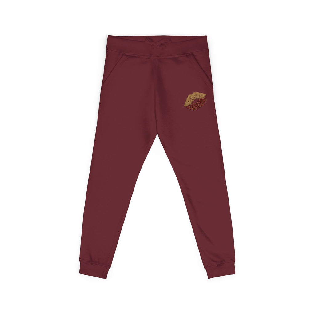 Embroidered Leopard Kiss Sweatpants — Women's Cozy Fleece Joggers