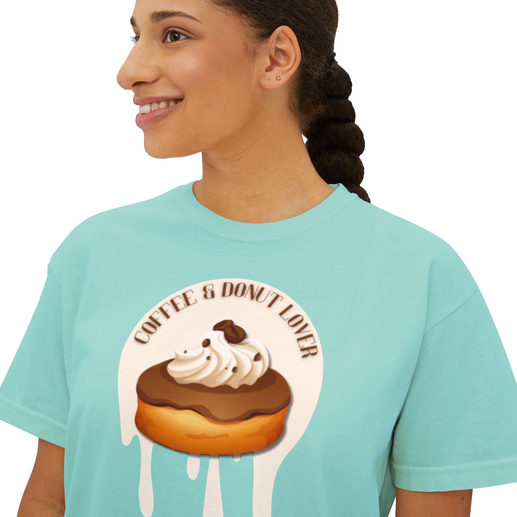 Cute Donut Women's Boxy Tee, Casual Shirt.