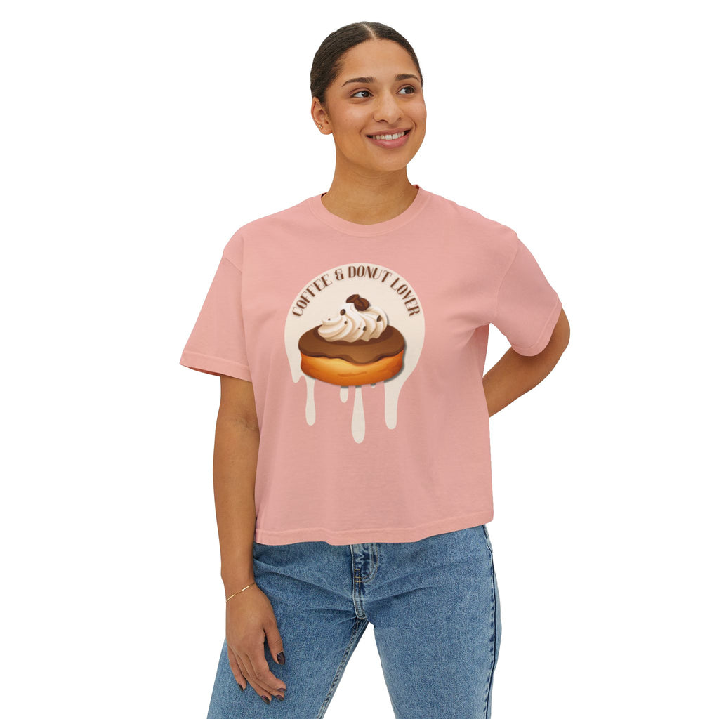Cute Donut Women's Boxy Tee, Casual Shirt.