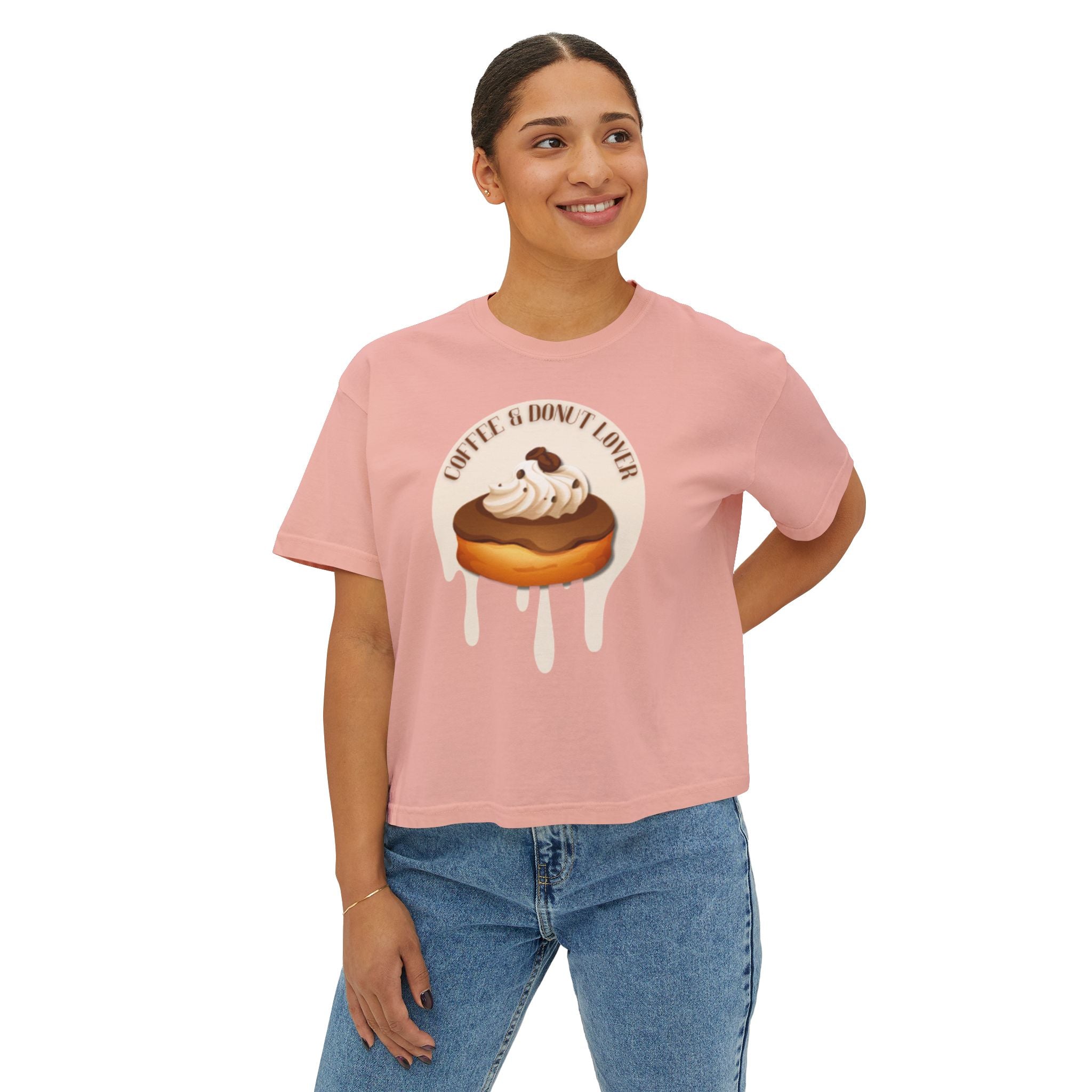 Cute Donut Women's Boxy Tee, Casual Shirt.