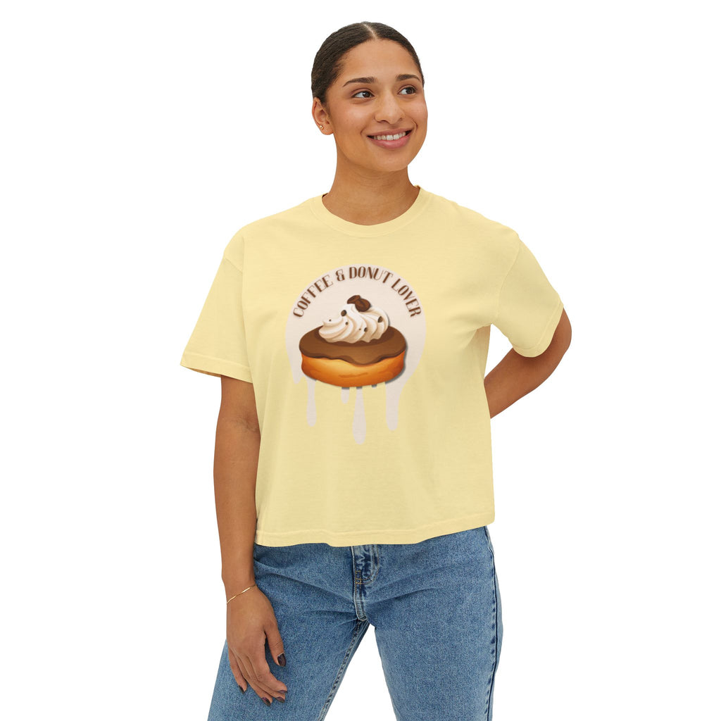 Cute Donut Women's Boxy Tee, Casual Shirt.