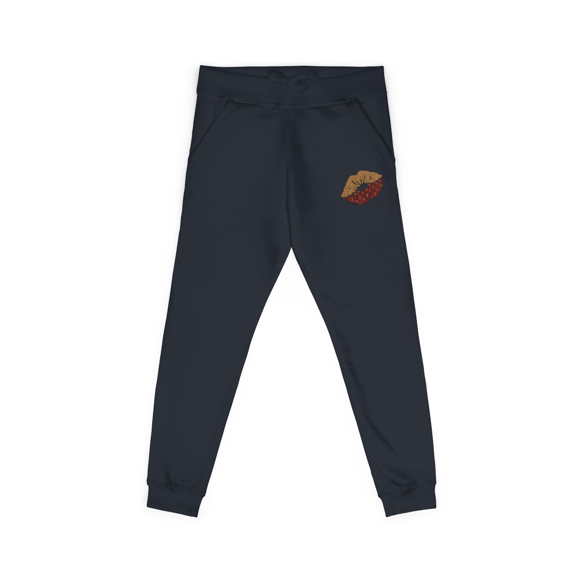 Embroidered Leopard Kiss Sweatpants — Women's Cozy Fleece Joggers