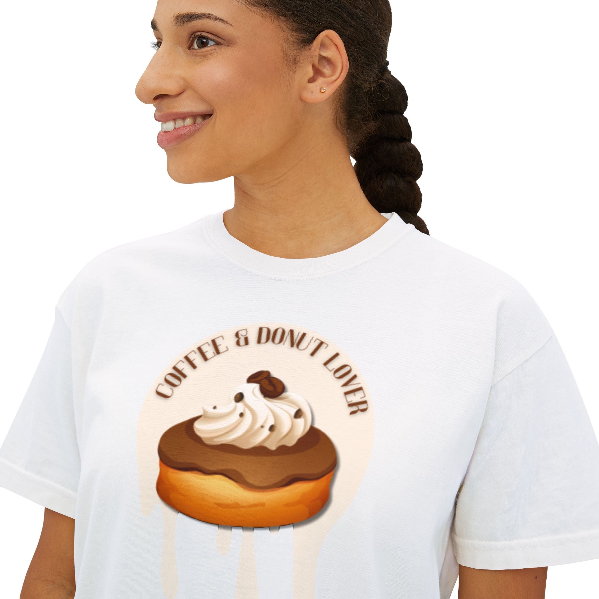 Cute Donut Women's Boxy Tee, Casual Shirt.