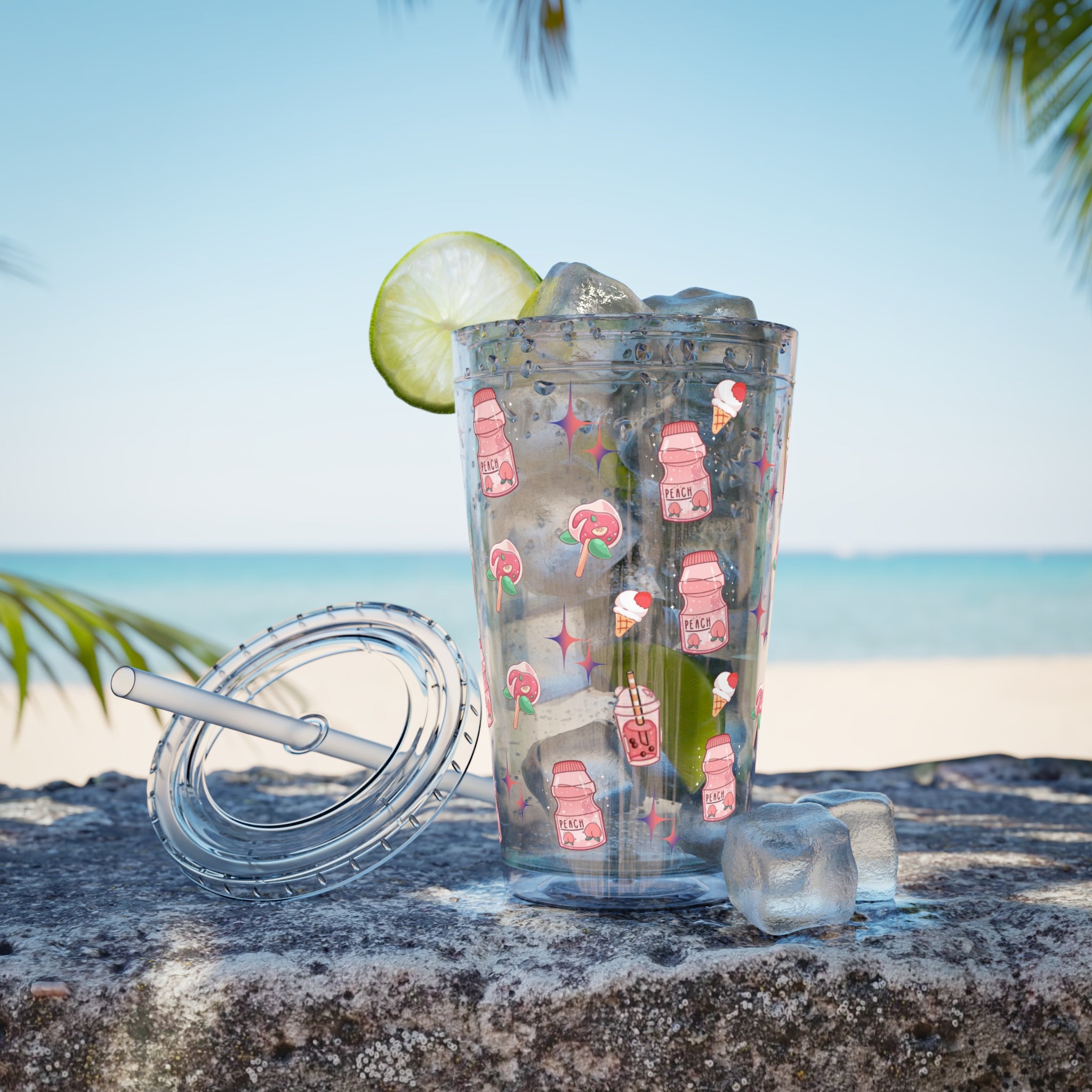 Sunsplash Tumbler, 16oz Clear Drink Cup.