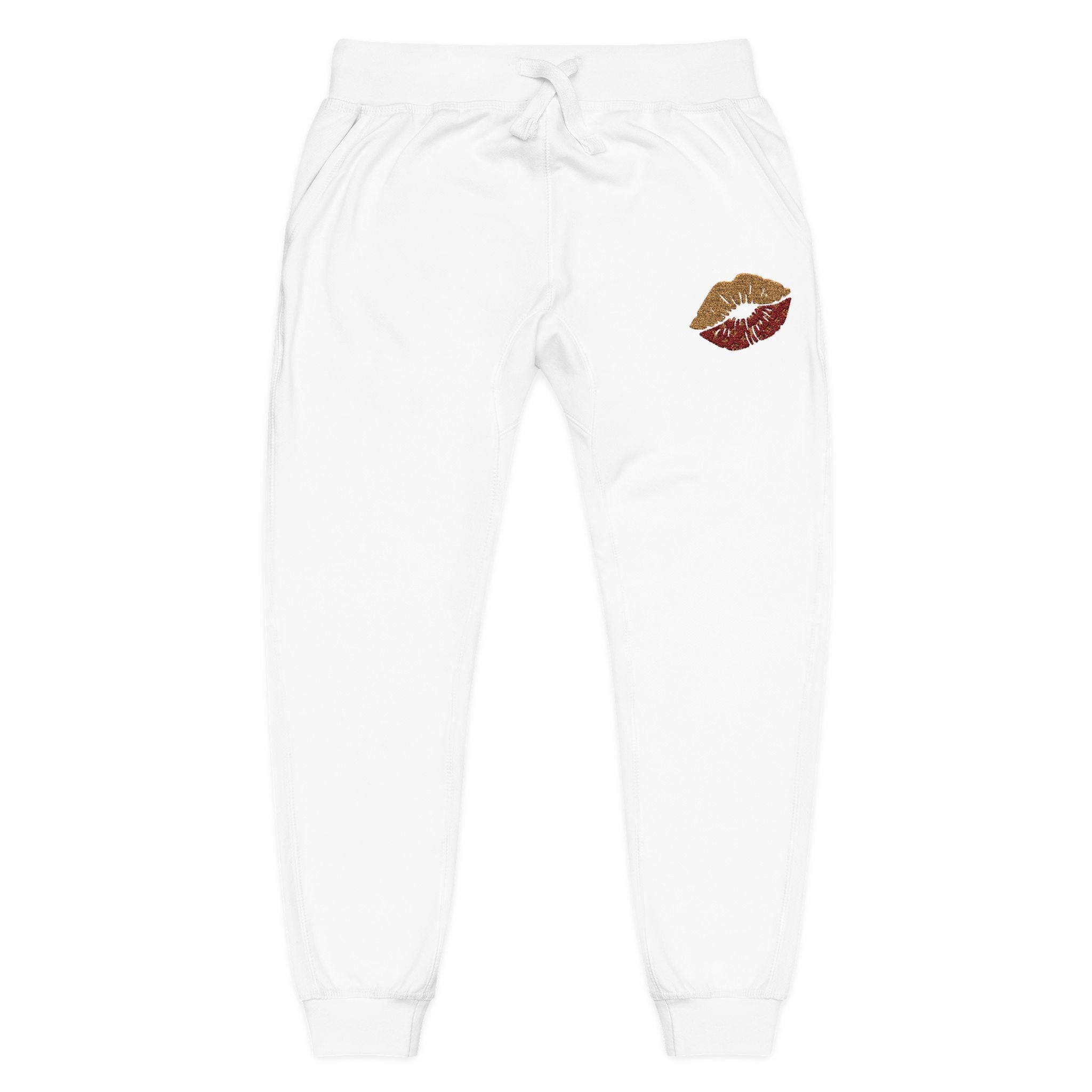 Embroidered Leopard Kiss Sweatpants — Women's Cozy Fleece Joggers
