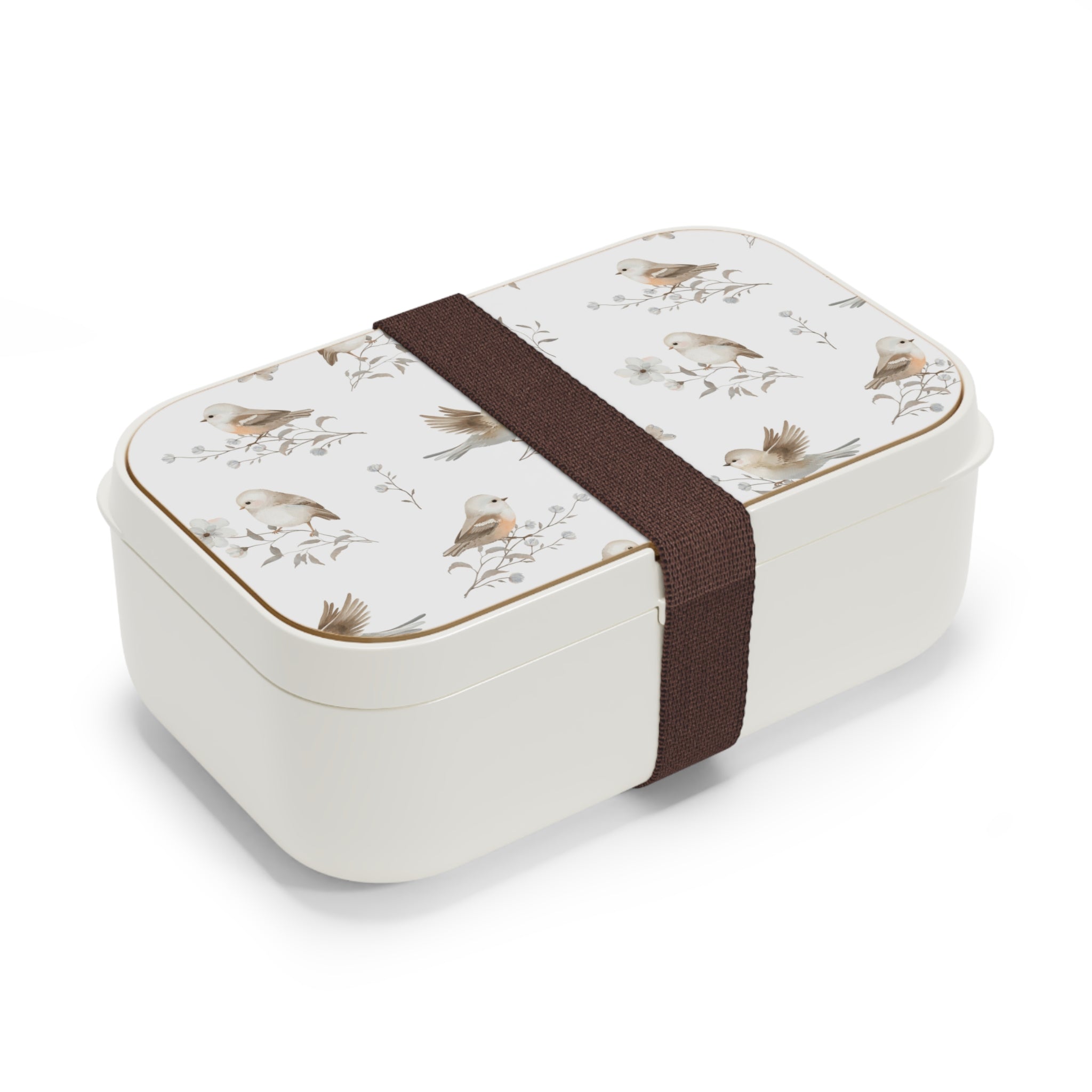 Bento Lunch Box — Soft Watercolor Birds Floral Pattern