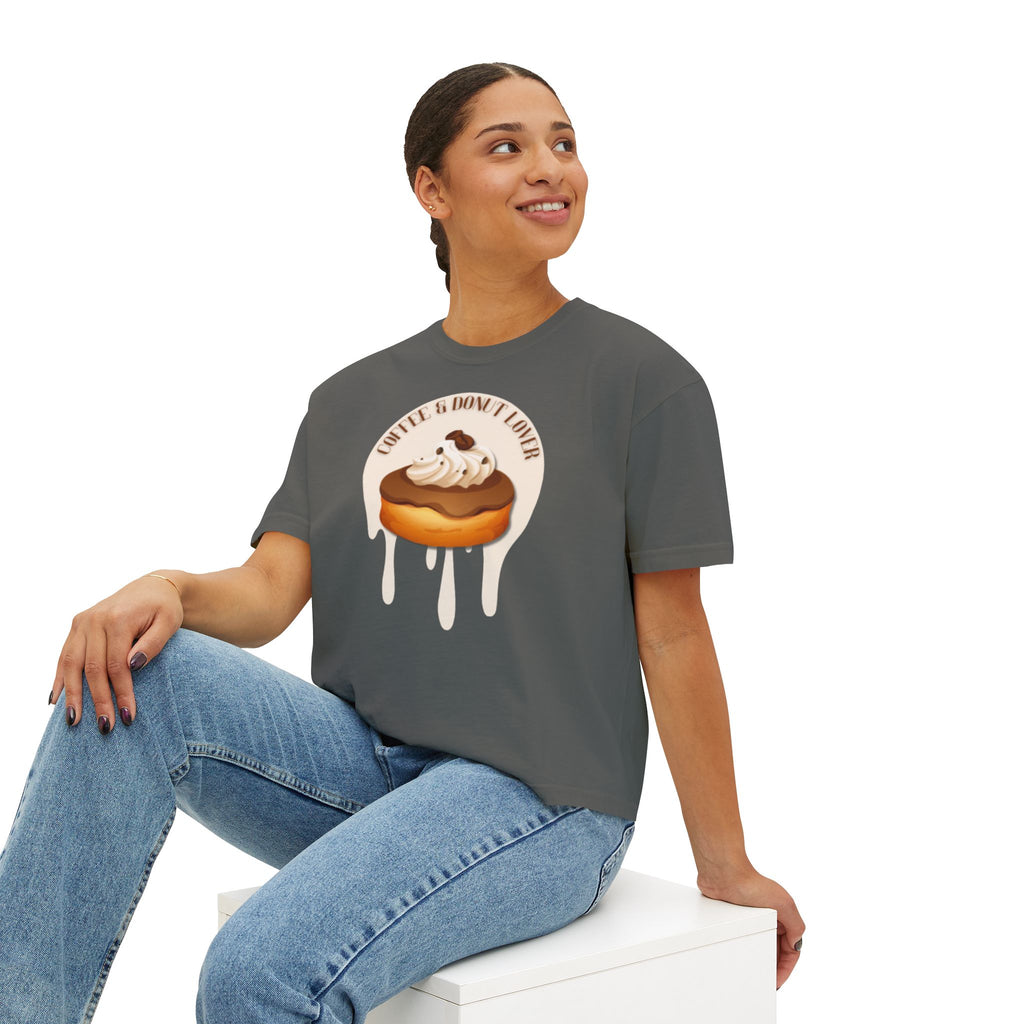 Cute Donut Women's Boxy Tee, Casual Shirt.