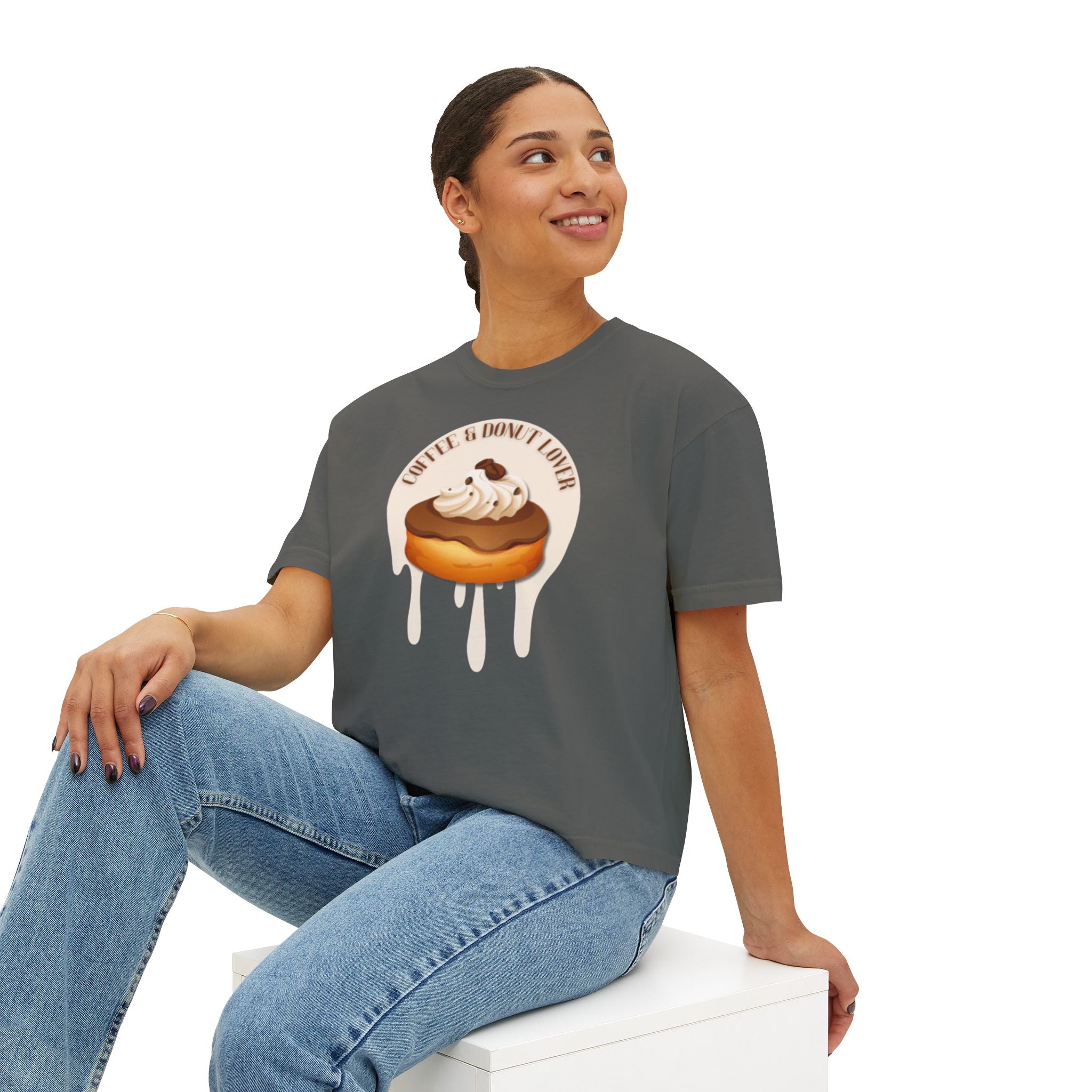 Cute Donut Women's Boxy Tee, Casual Shirt.