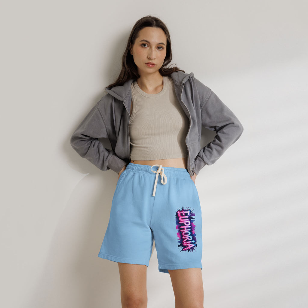 Euphoria Graphic Sweat Shorts — Lightweight Garment-Dyed Fleece