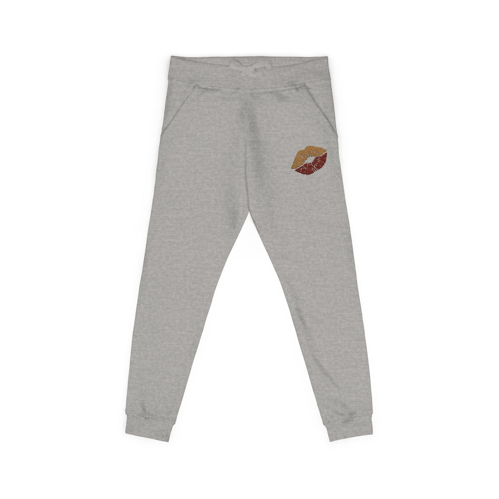 Embroidered Leopard Kiss Sweatpants — Women's Cozy Fleece Joggers