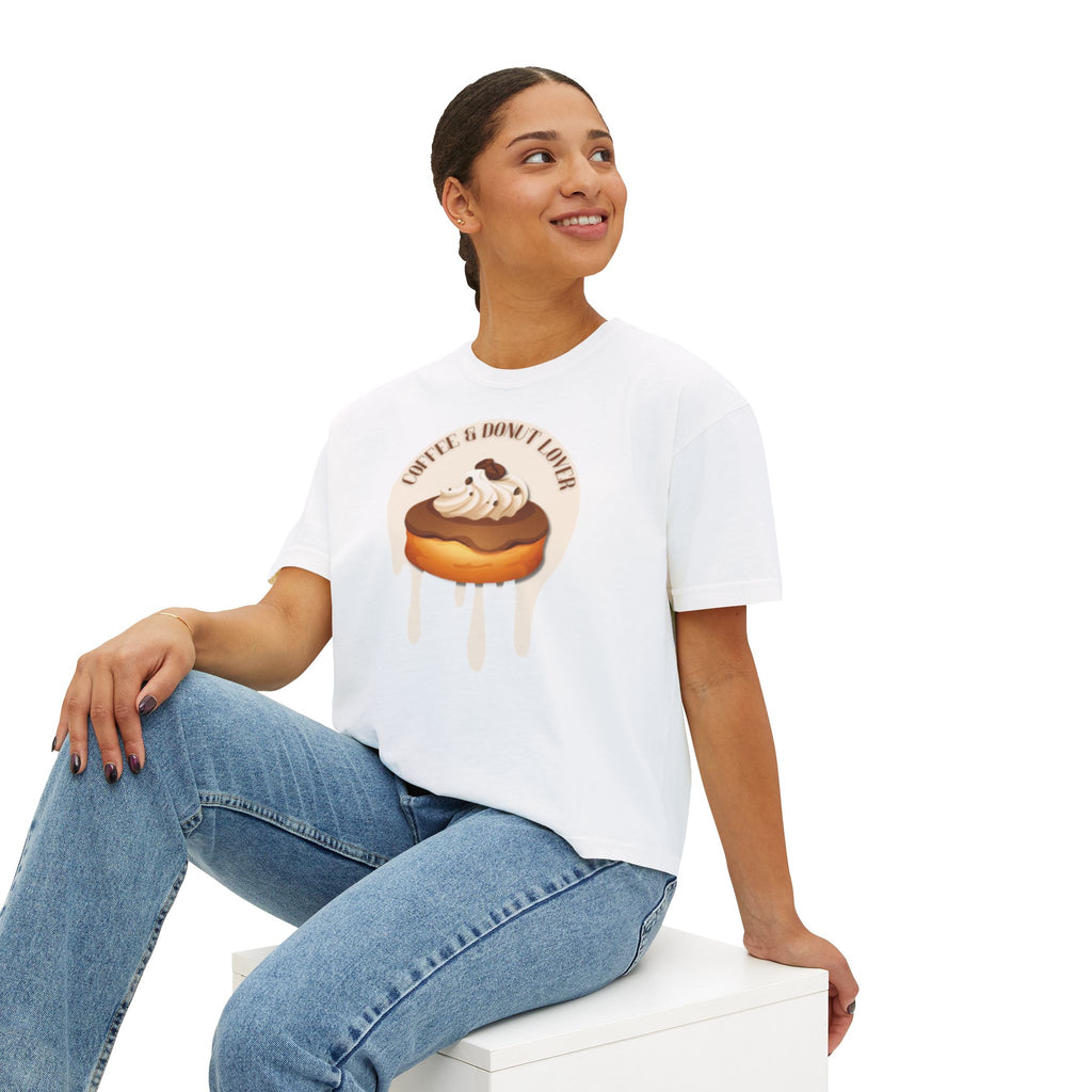 Cute Donut Women's Boxy Tee, Casual Shirt.
