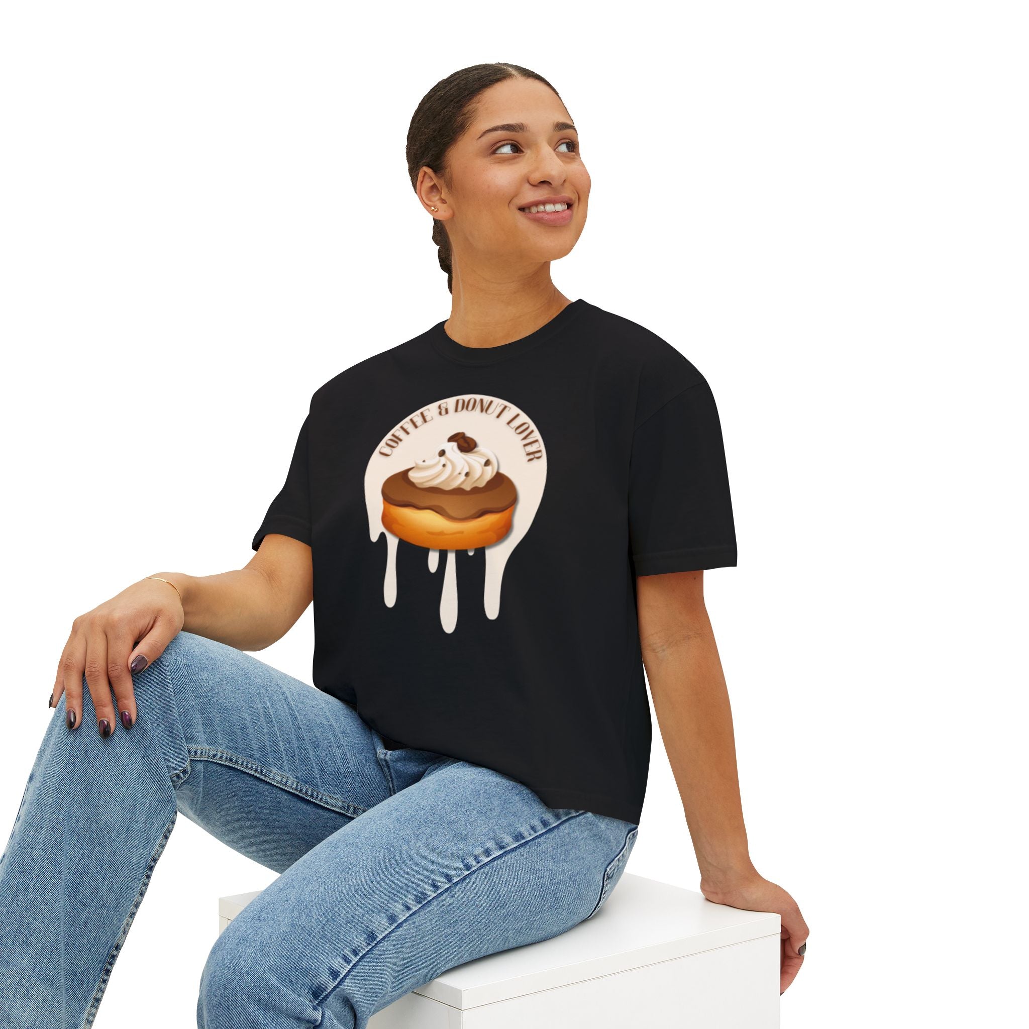 Cute Donut Women's Boxy Tee, Casual Shirt.